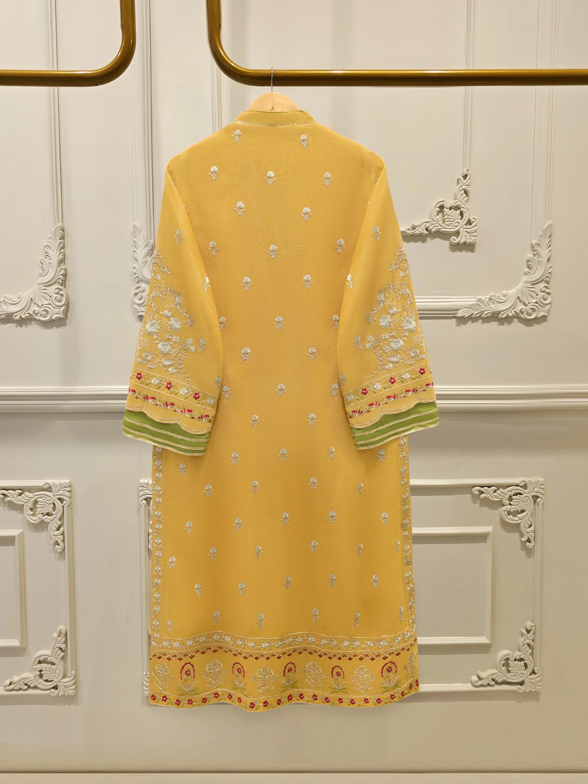 3 Piece - Pure Embroidered Cotton Net Suit S113618 - Image 5