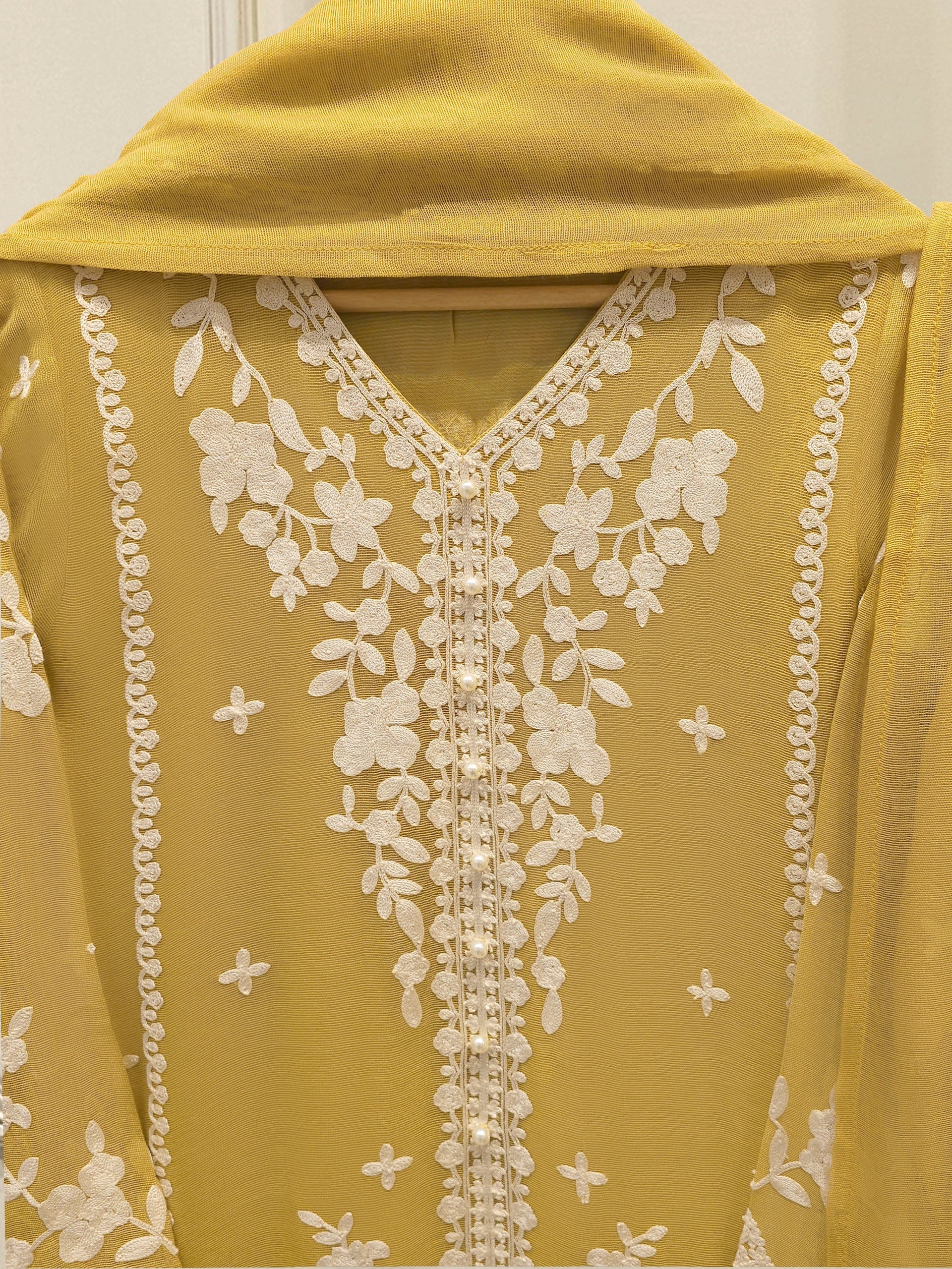 3 Piece - Pure Embroidered Cotton Net Suit S113630 - Image 2