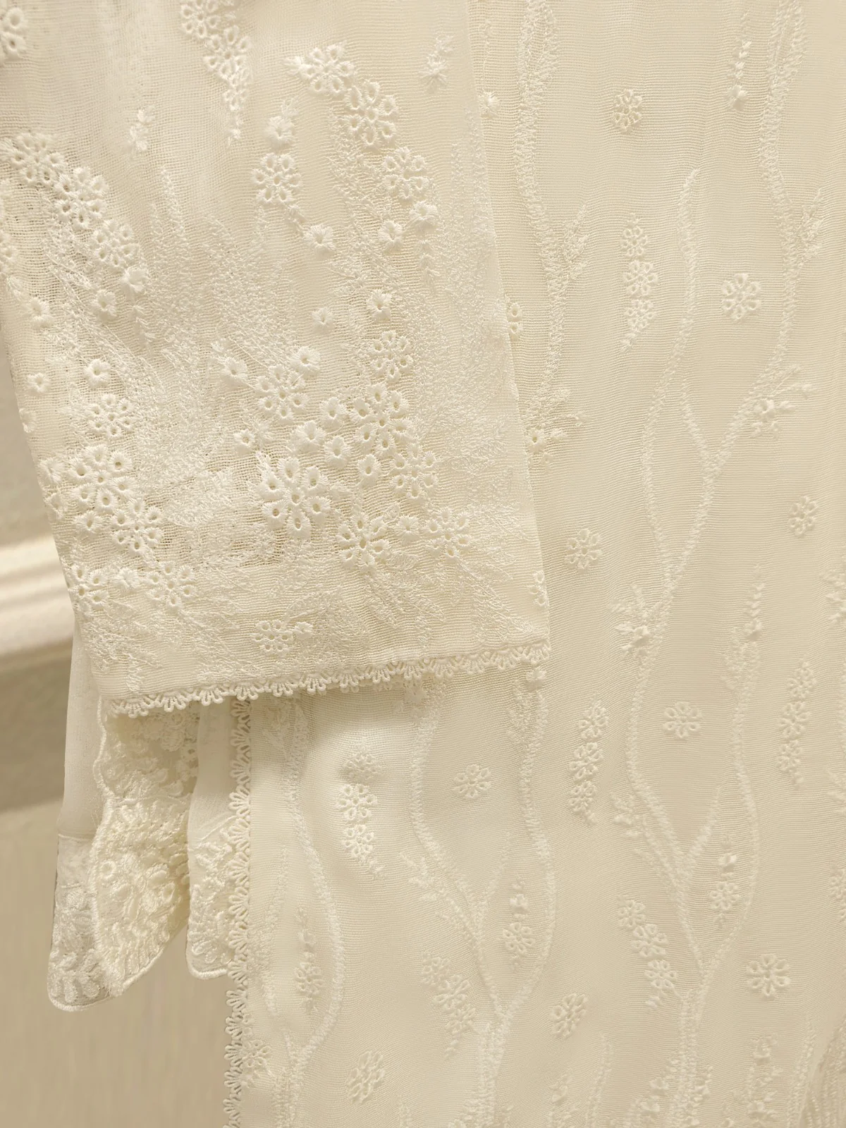 3 Piece - Pure Embroidered Cotton Net Suit S113798 - Image 3