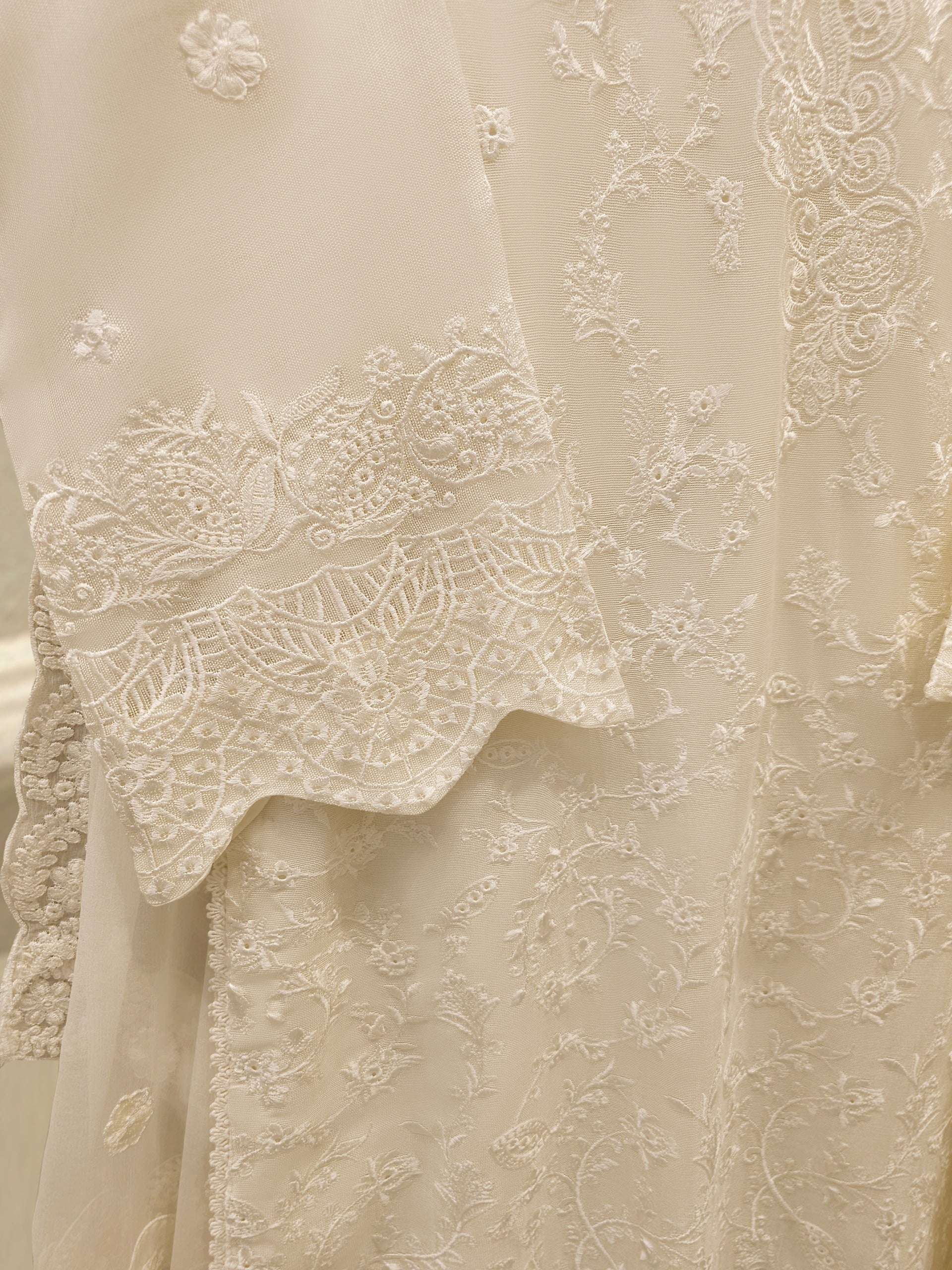 3 Piece - Pure Embroidered Cotton Net Suit S113799 - Image 3