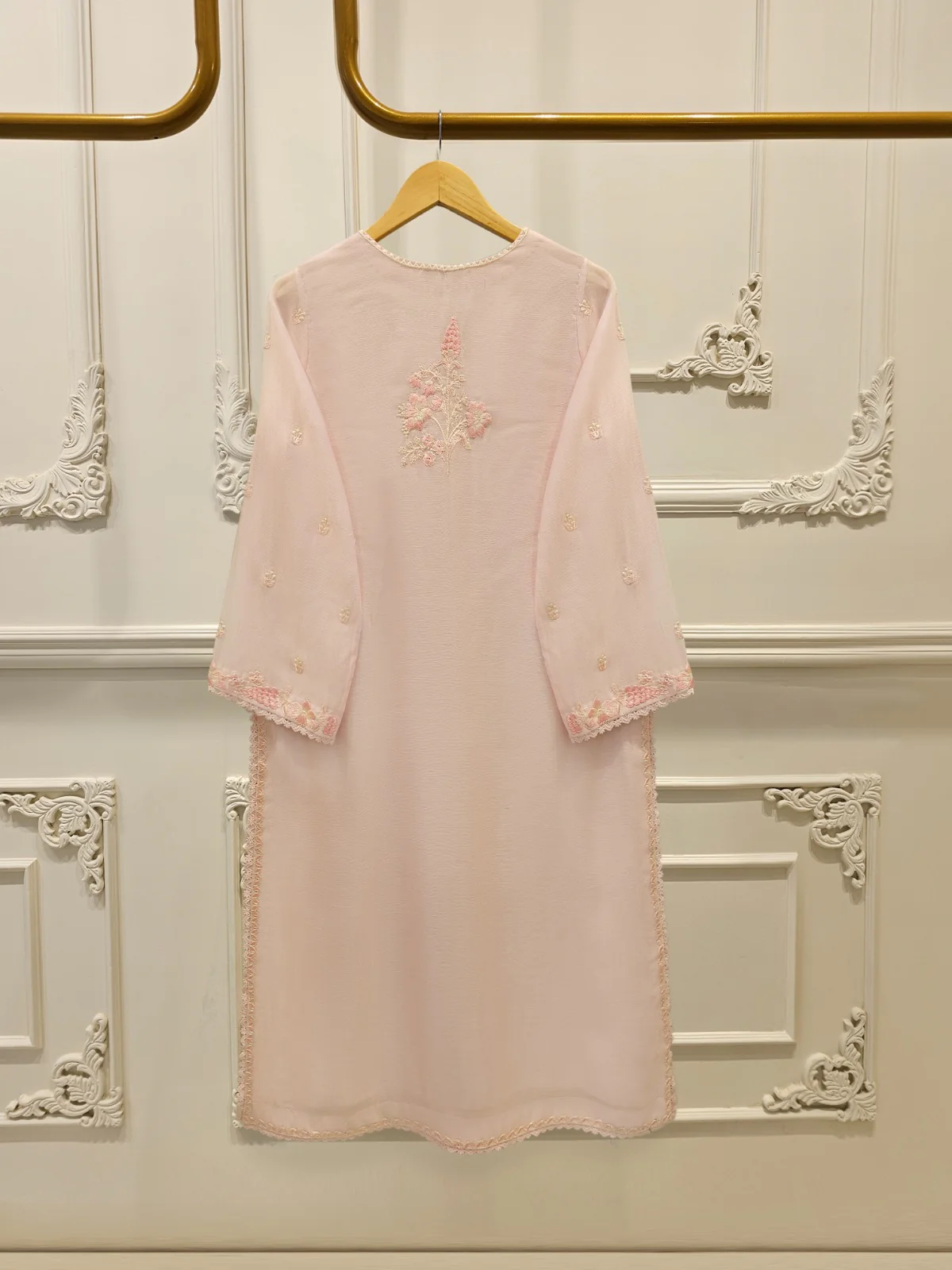 3 Piece - Pure Embroidered Cotton Net Suit S113800 - Image 4