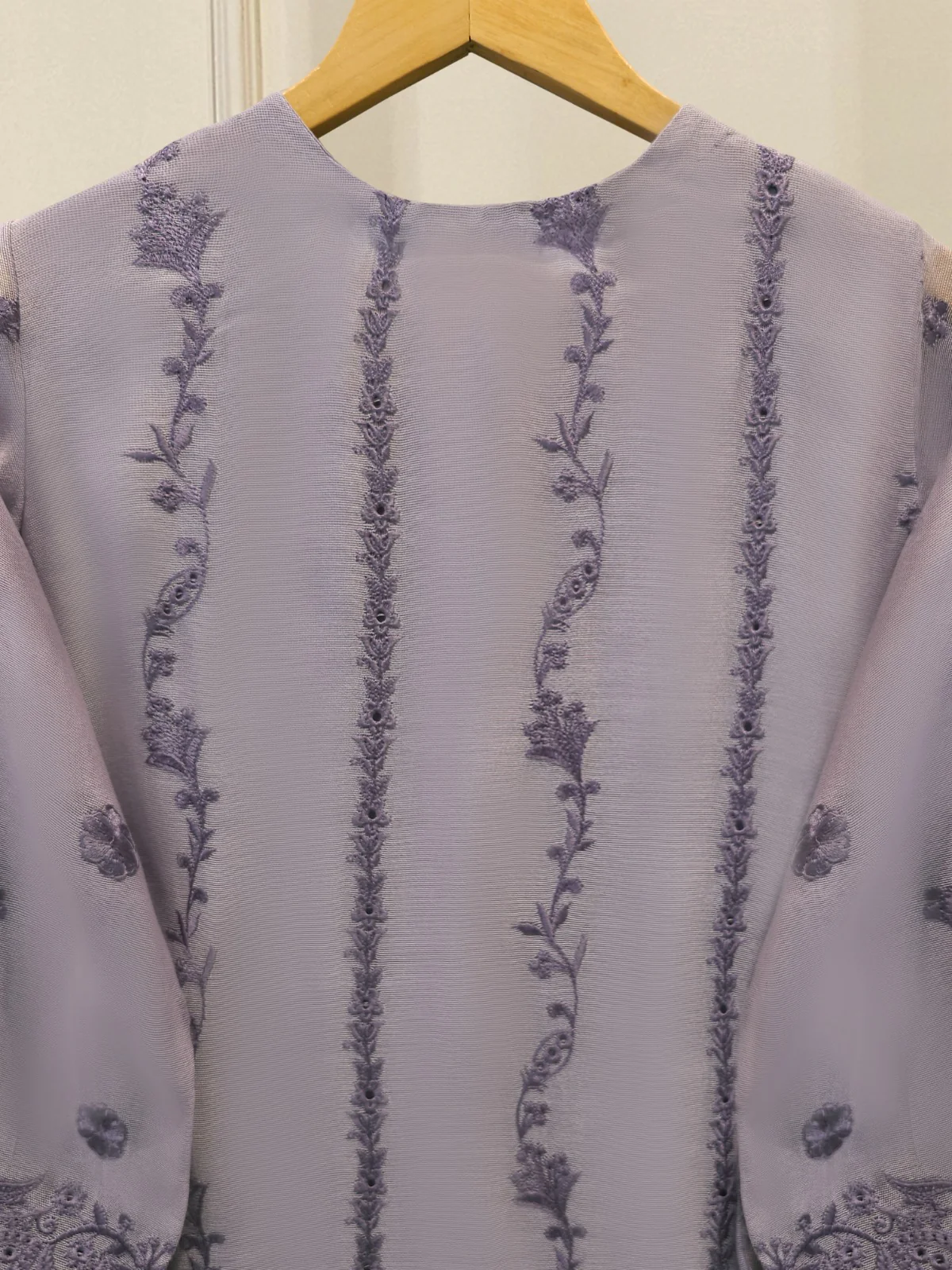3 Piece - Pure Embroidered Cotton Net Suit S113805 - Image 5