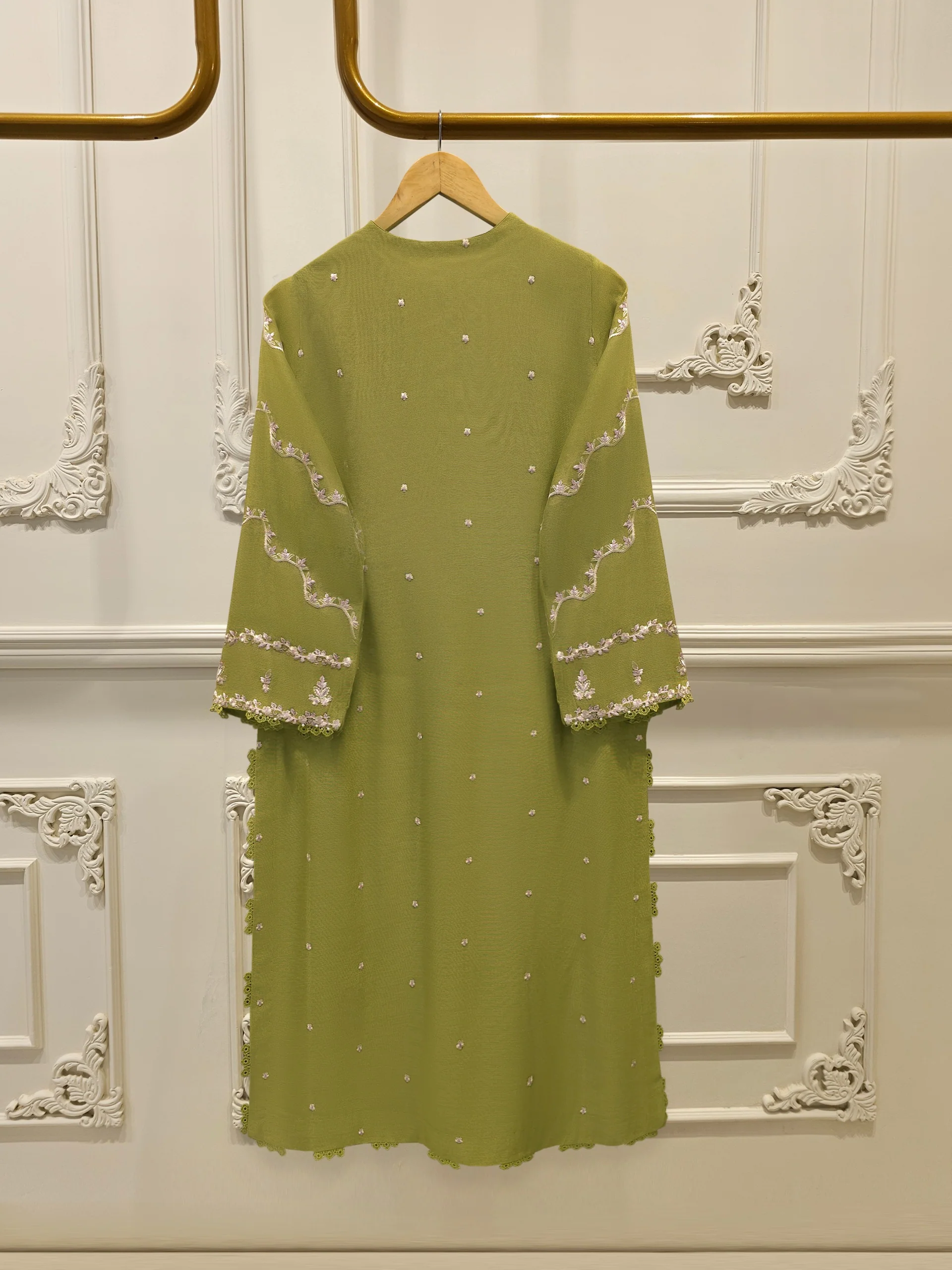 3 Piece - Pure Embroidered Cotton Net Suit S113835 - Image 5