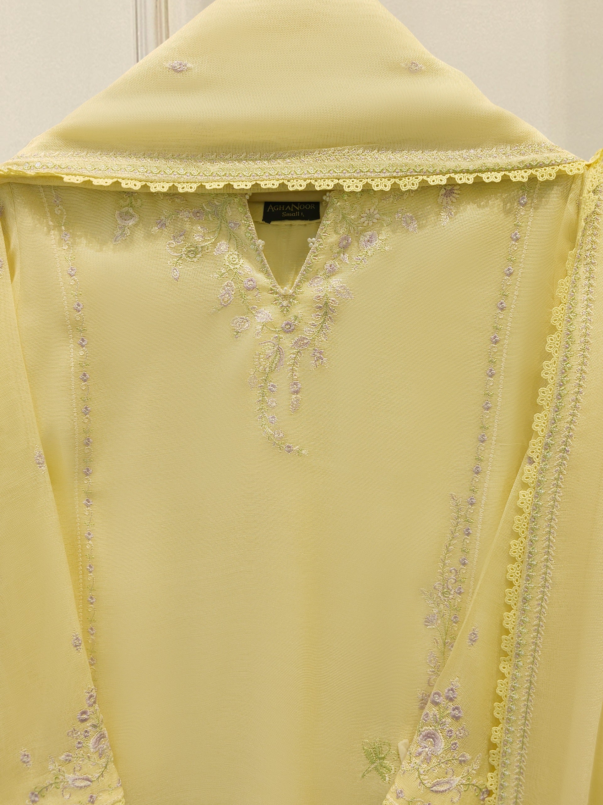 3 Piece - Pure Embroidered Cotton Net Suit S113838 - Image 2