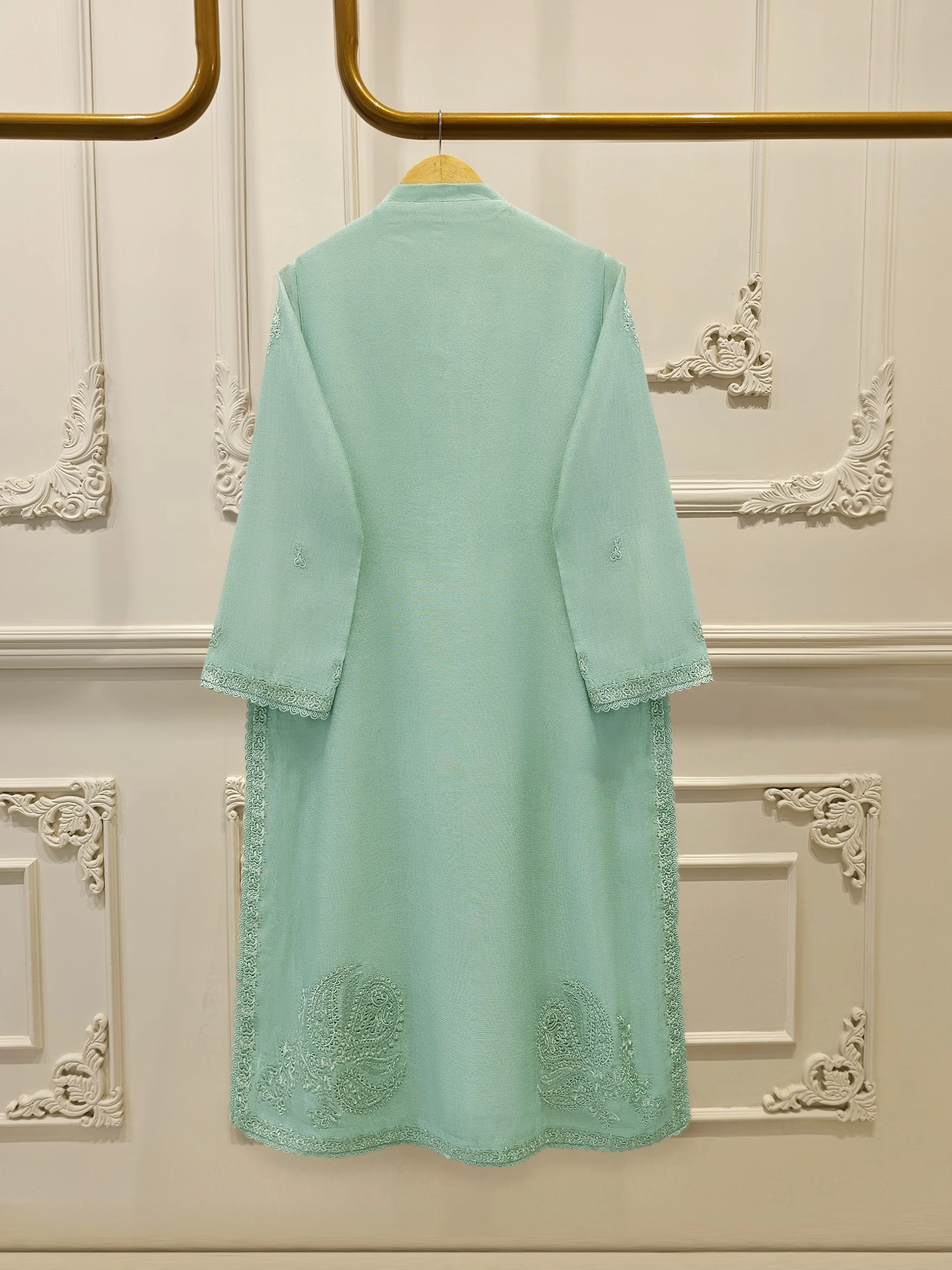 3 Piece - Pure Embroidered Cotton Net Suit S113911 - Image 3