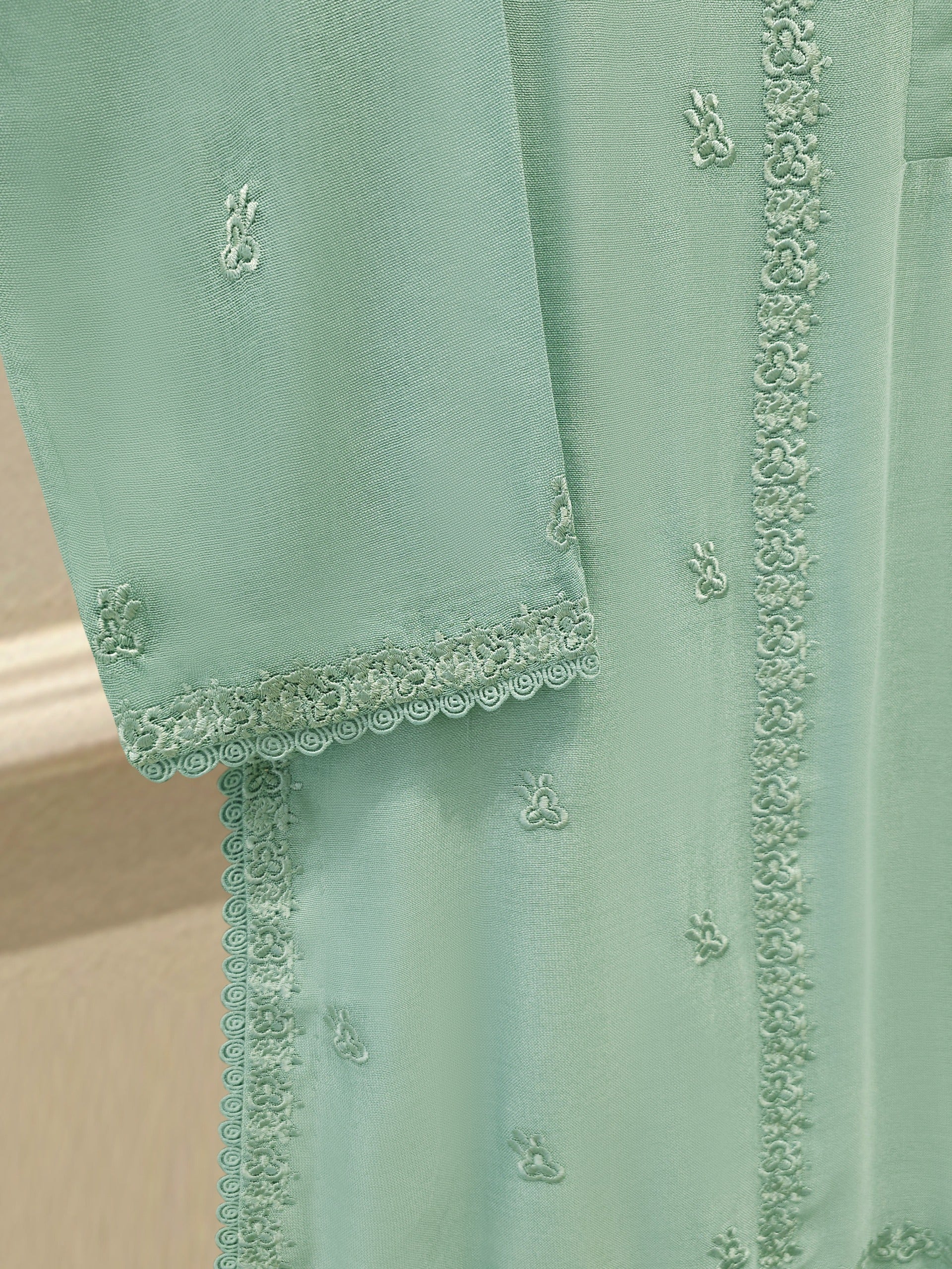 3 Piece - Pure Embroidered Cotton Net Suit S113911 - Image 4