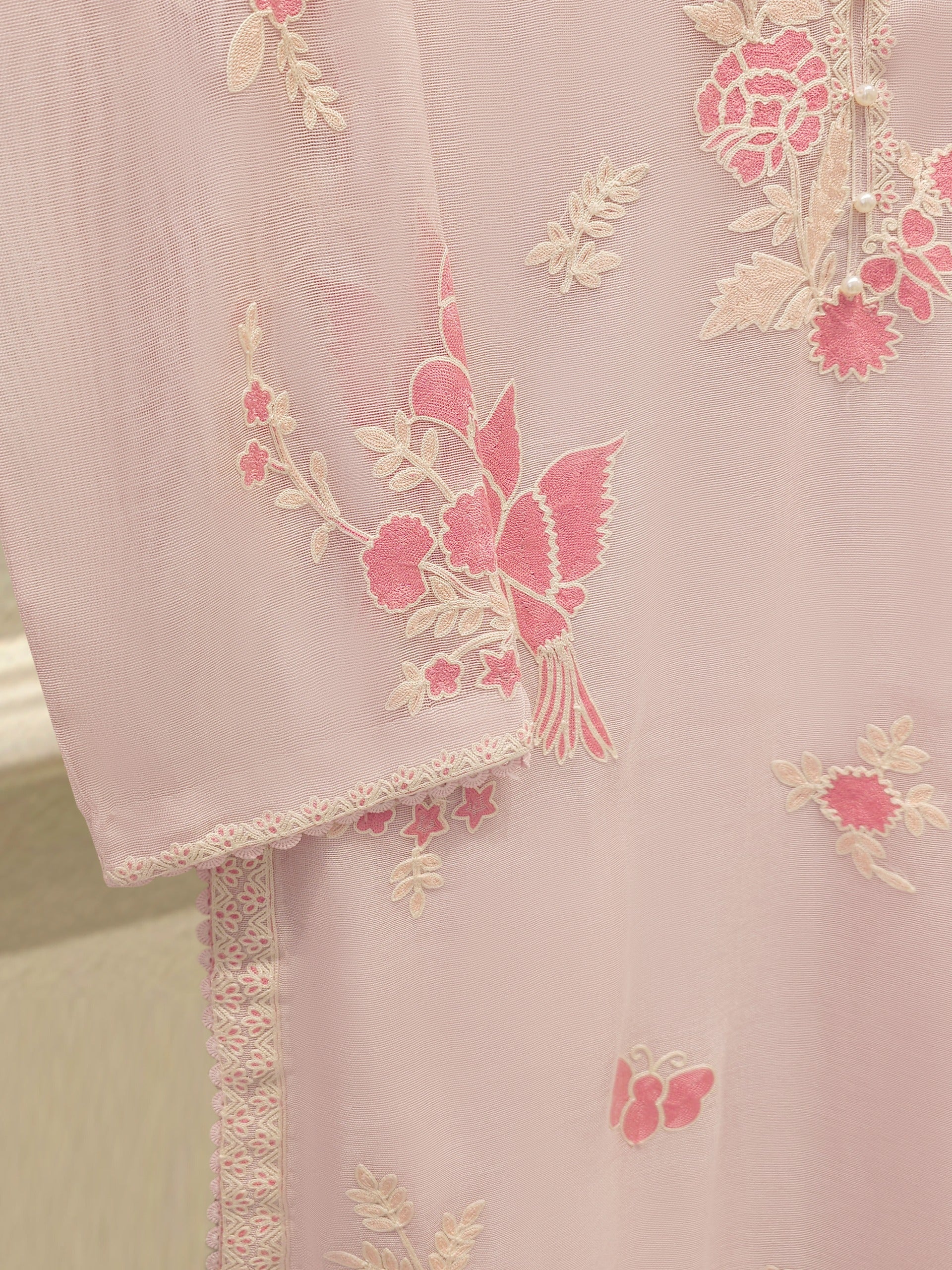 3 Piece - Pure Embroidered Cotton Net Suit S114003 - Image 3