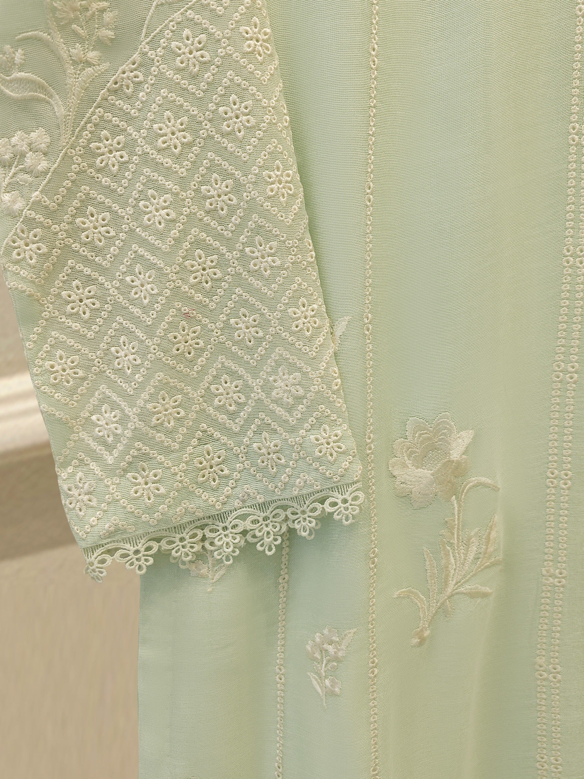 3 Piece - Pure Embroidered Cotton Net Suit S114005 - Image 3