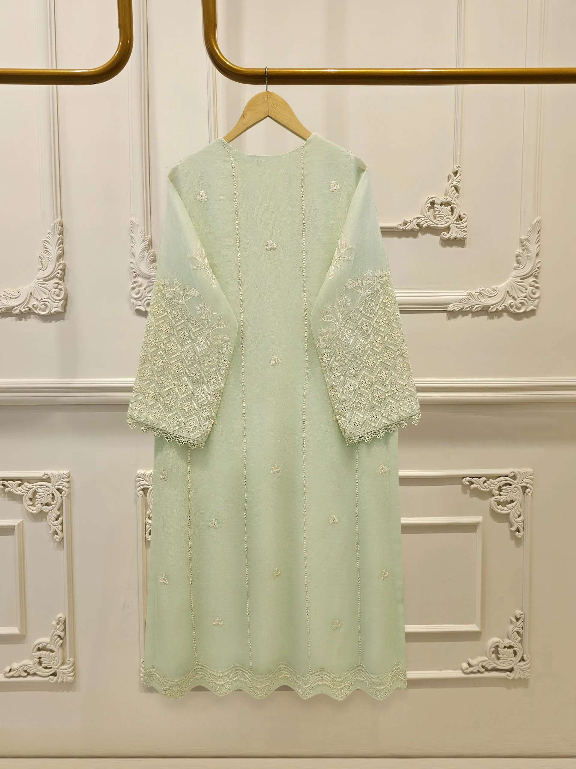 3 Piece - Pure Embroidered Cotton Net Suit S114005 - Image 5