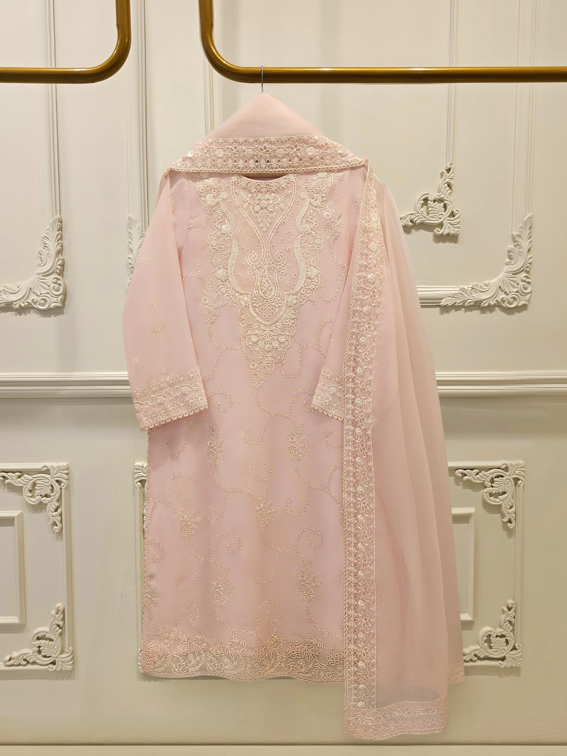 3 Piece - Pure Embroidered Cotton Net Suit S114014