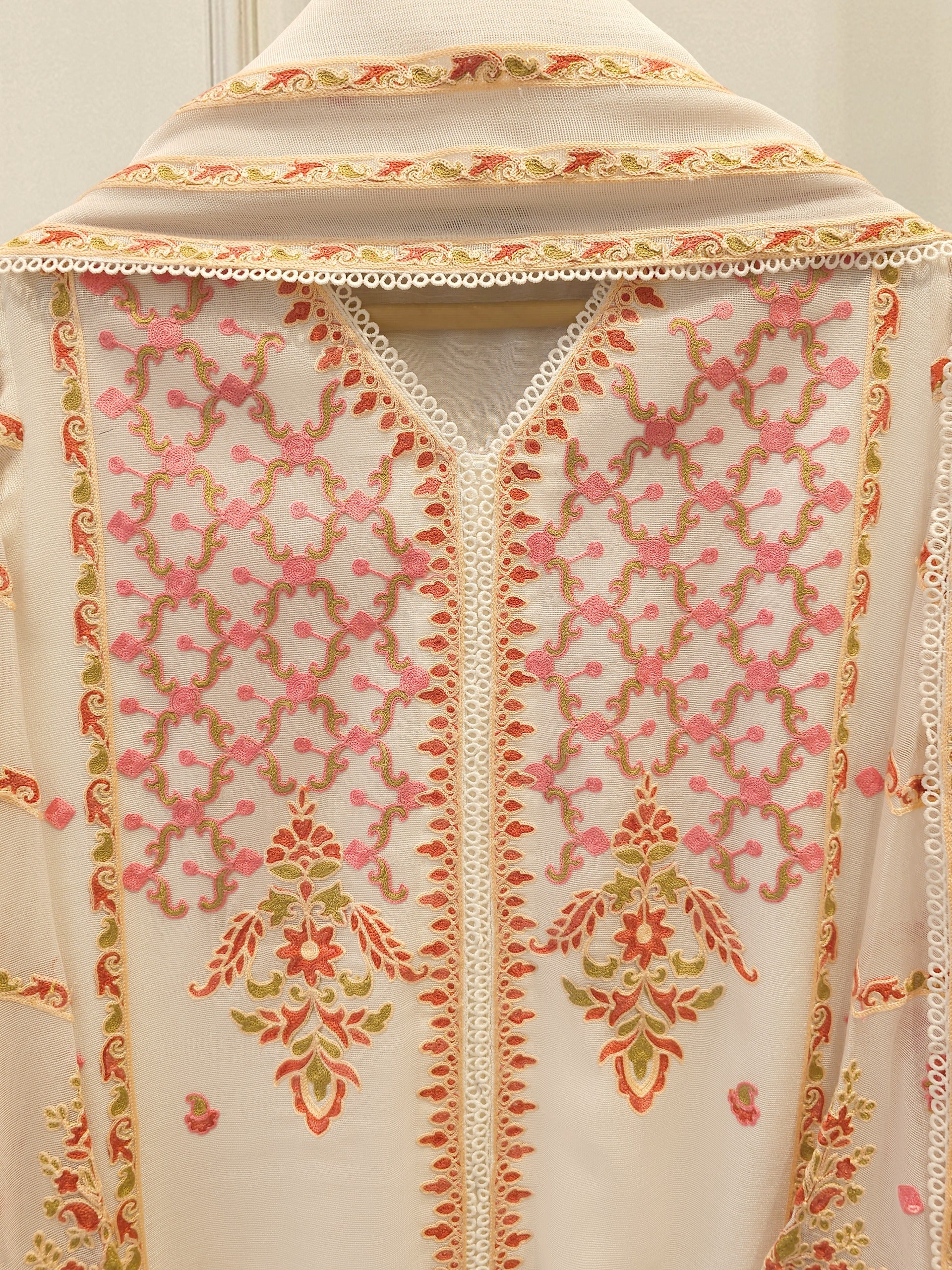 3 Piece - Pure Embroidered Cotton Net Suit S114069 - Image 2