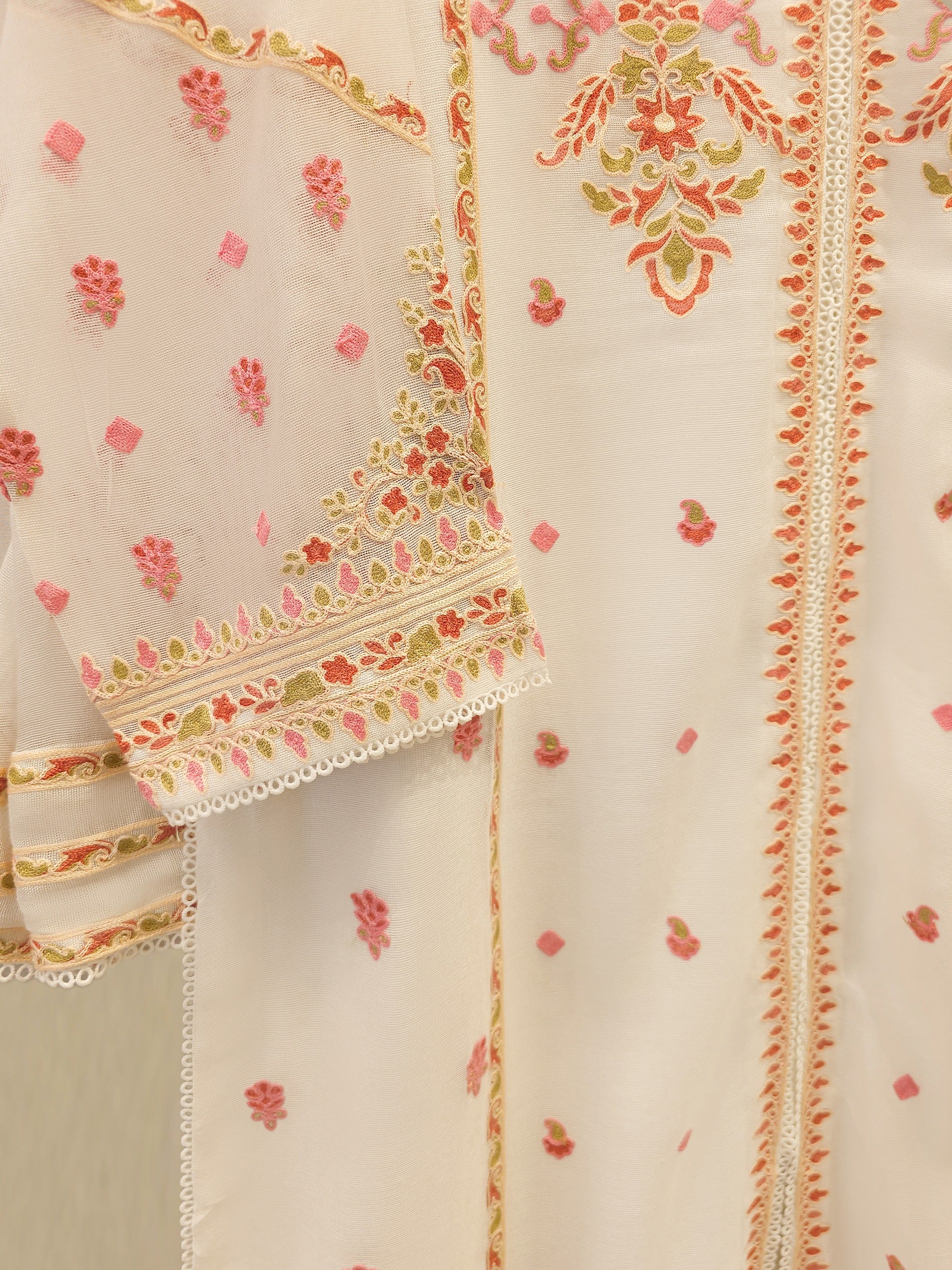 3 Piece - Pure Embroidered Cotton Net Suit S114069 - Image 3