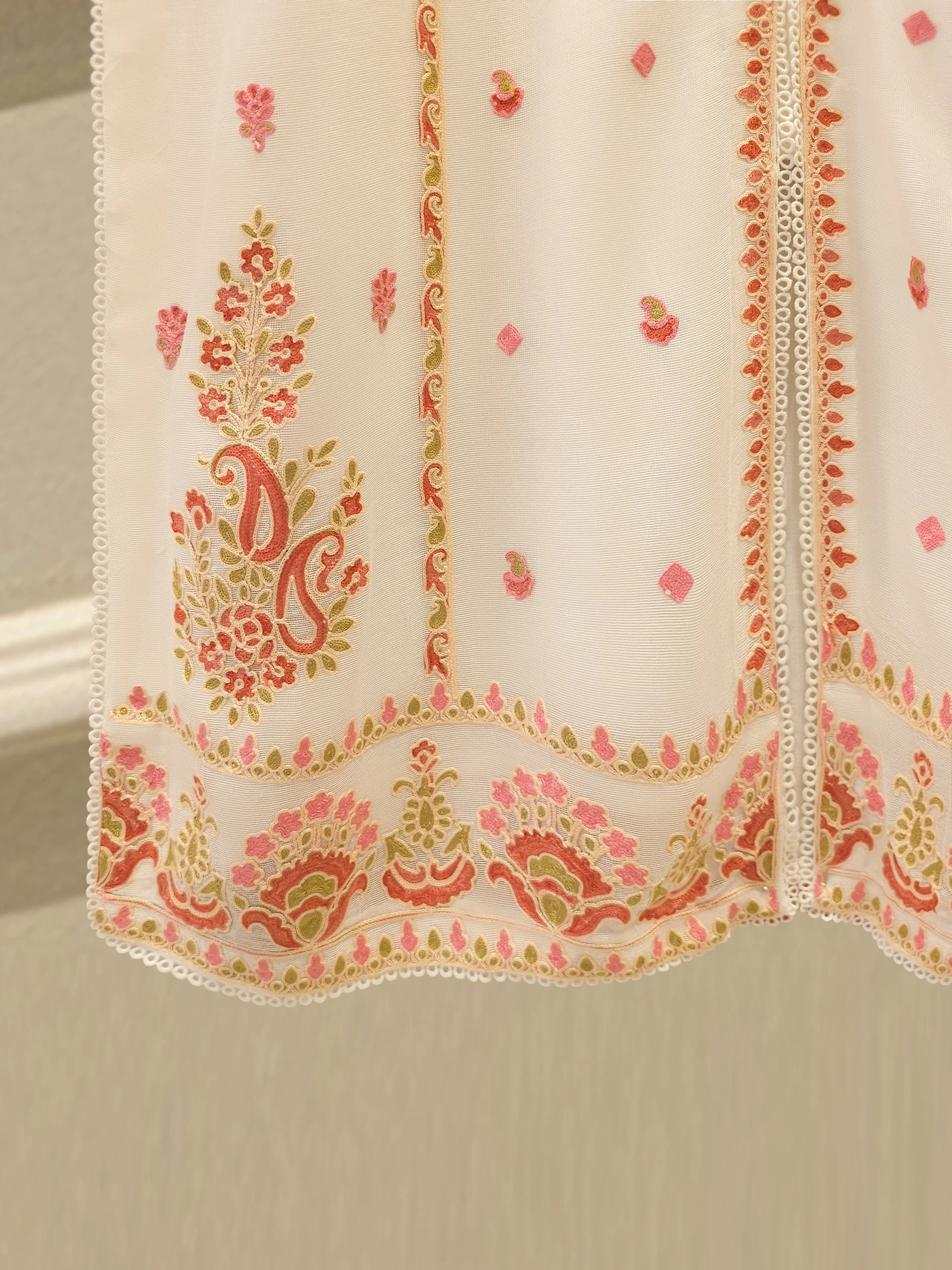 3 Piece - Pure Embroidered Cotton Net Suit S114069 - Image 4