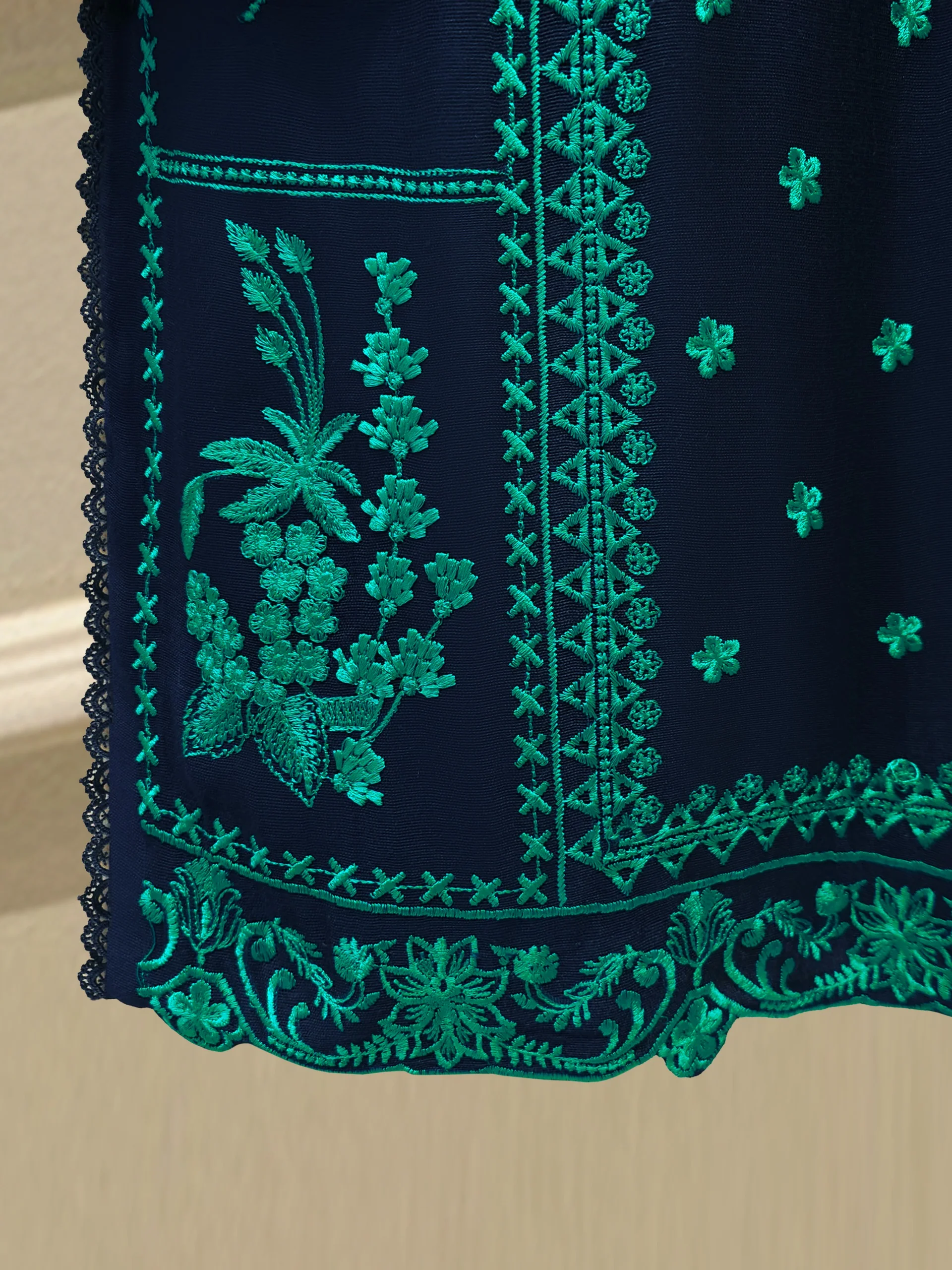 3 Piece - Pure Embroidered Cotton Net Suit S114070 - Image 4