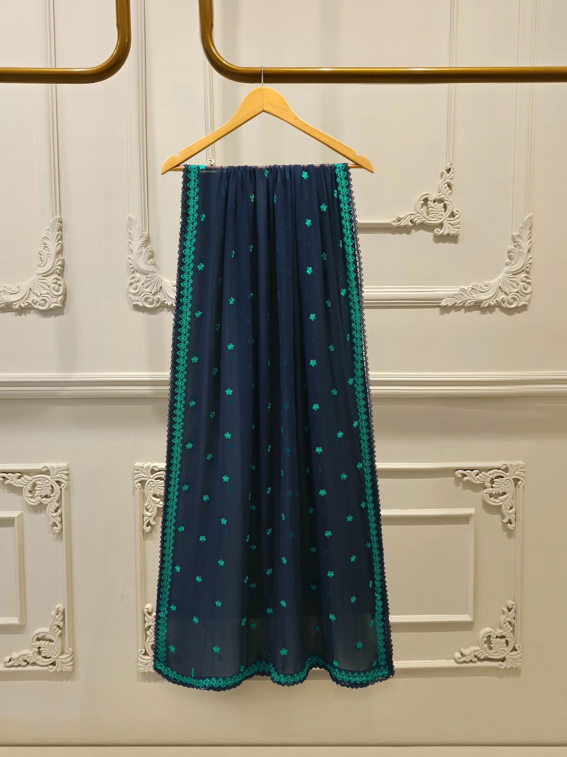 3 Piece - Pure Embroidered Cotton Net Suit S114070 - Image 7