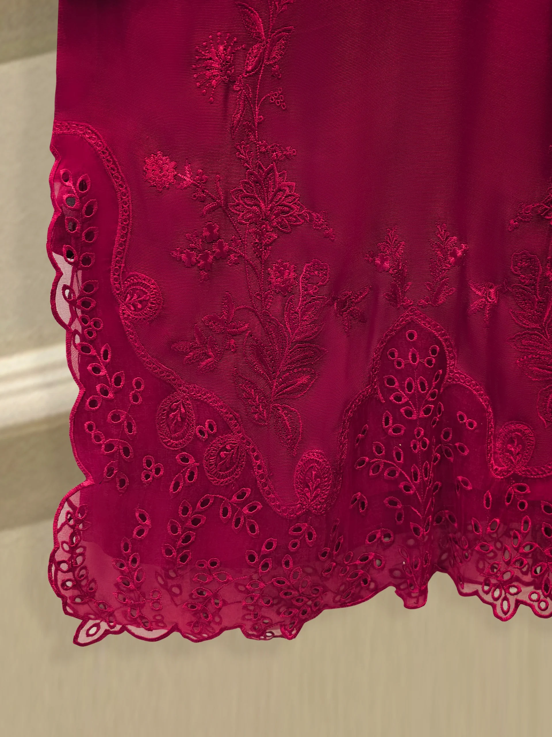 3 Piece - Pure Embroidered Cotton Net Suit S114089 - Image 4