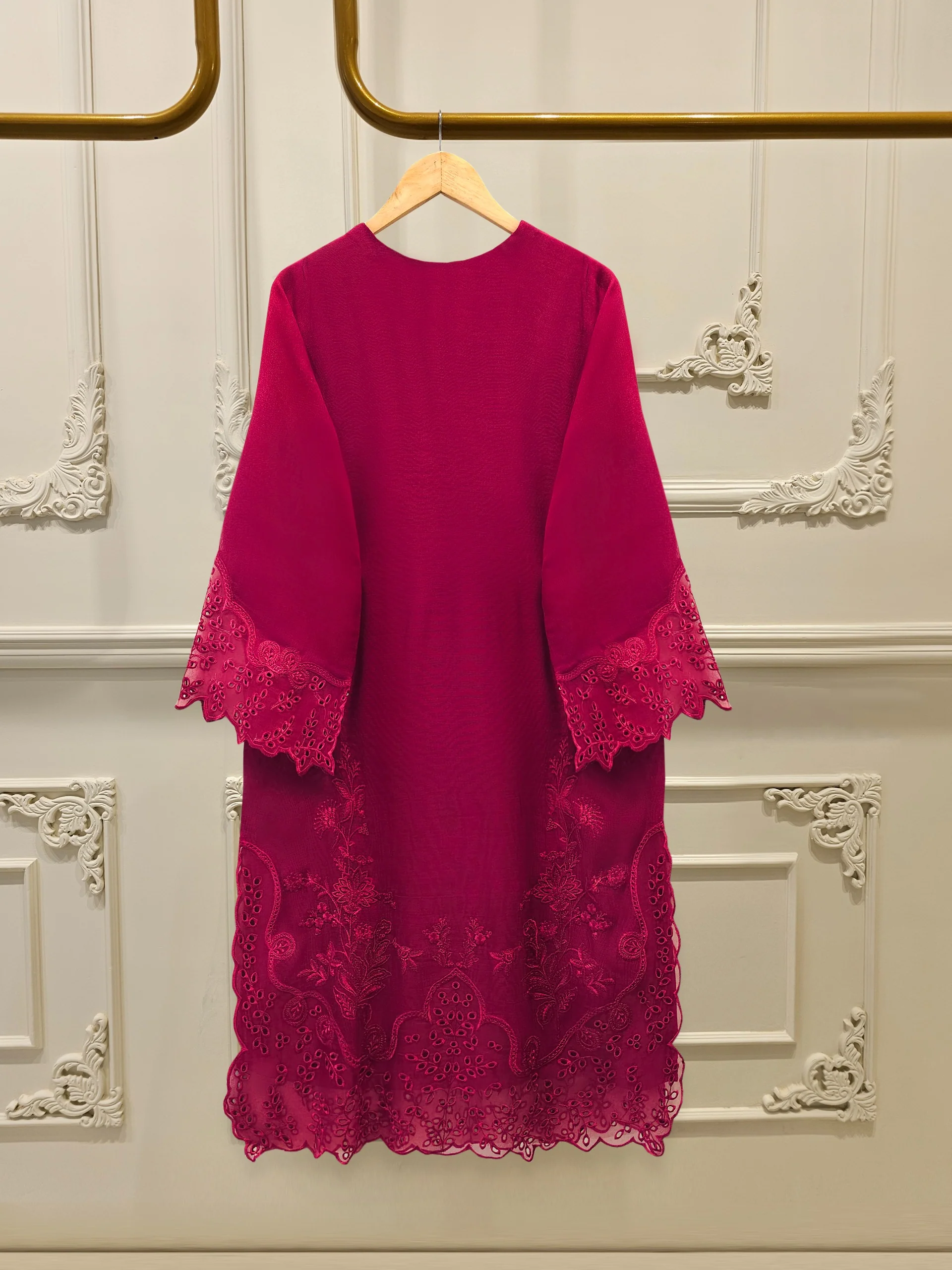 3 Piece - Pure Embroidered Cotton Net Suit S114089 - Image 5