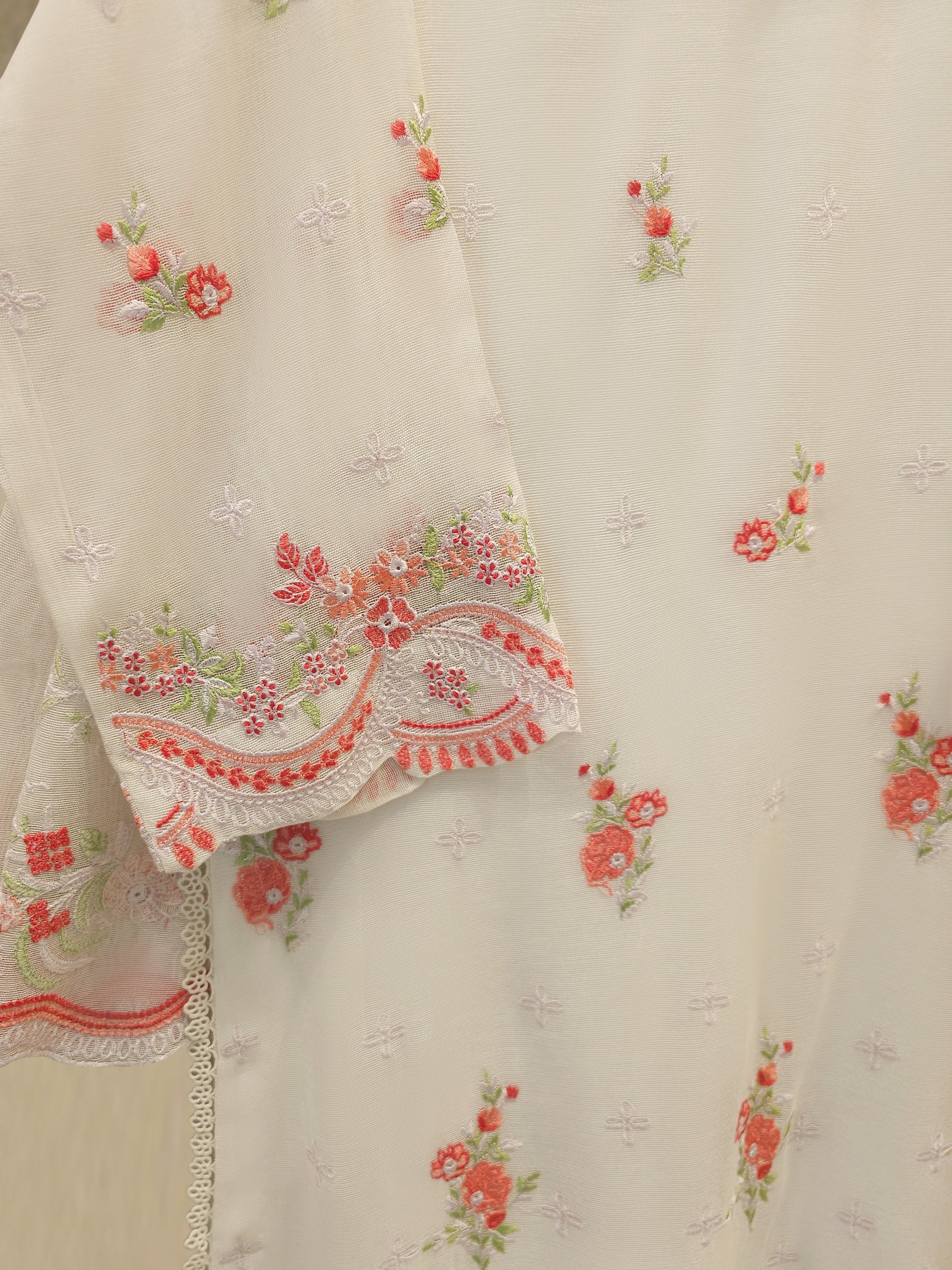 3 Piece - Pure Embroidered Cotton Net Suit S114104 - Image 5