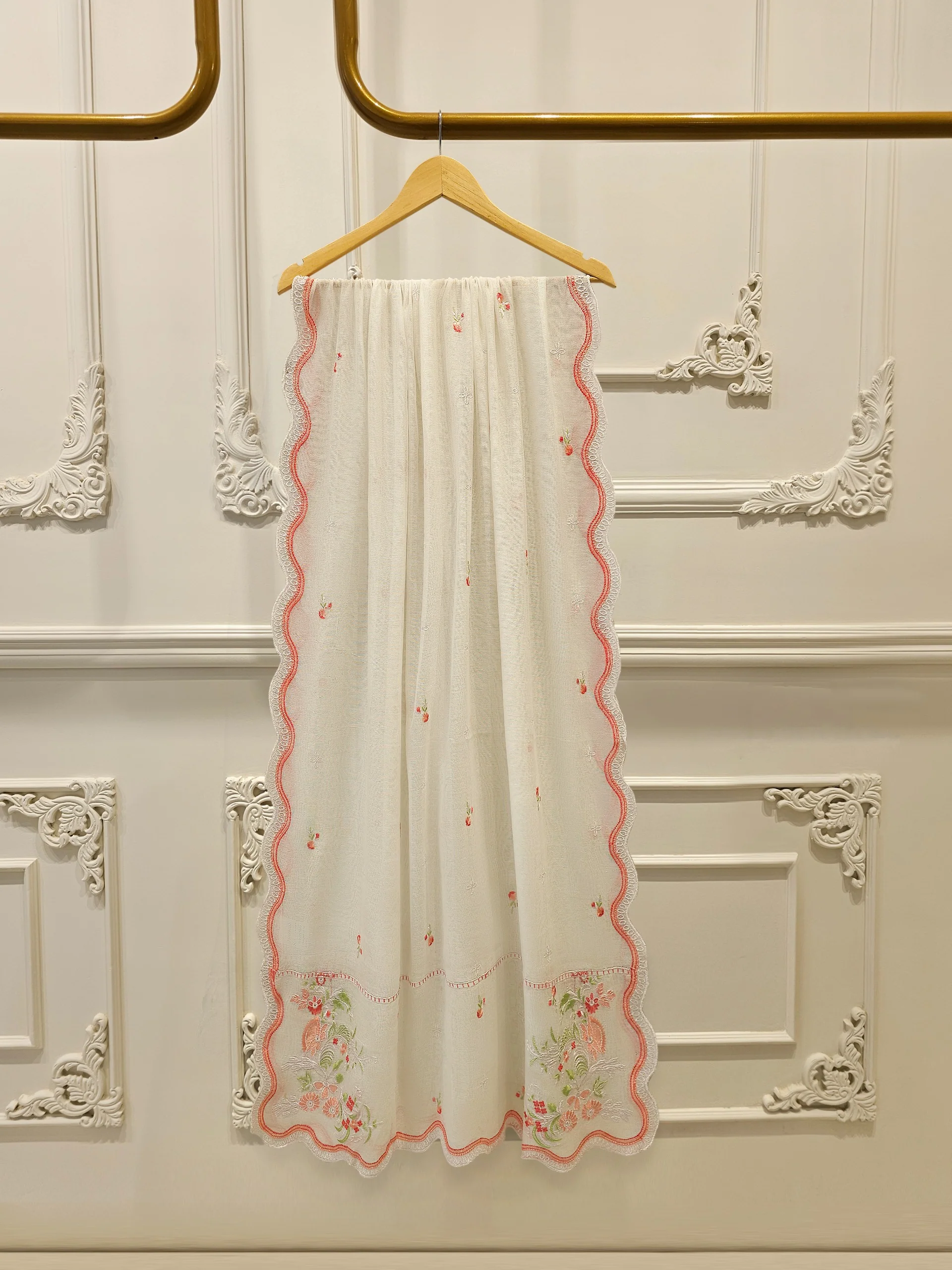 3 Piece - Pure Embroidered Cotton Net Suit S114104 - Image 7