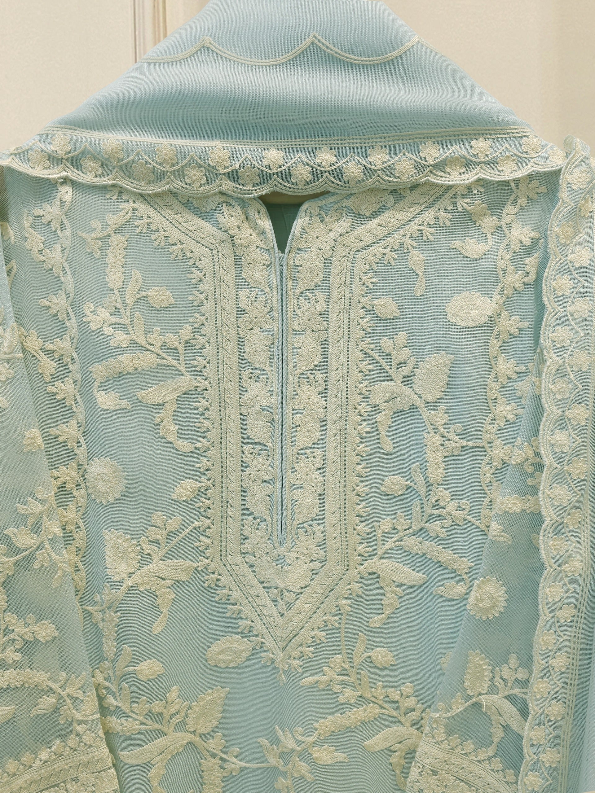 3 Piece - Pure Embroidered Cotton Net Suit S114125 - Image 2