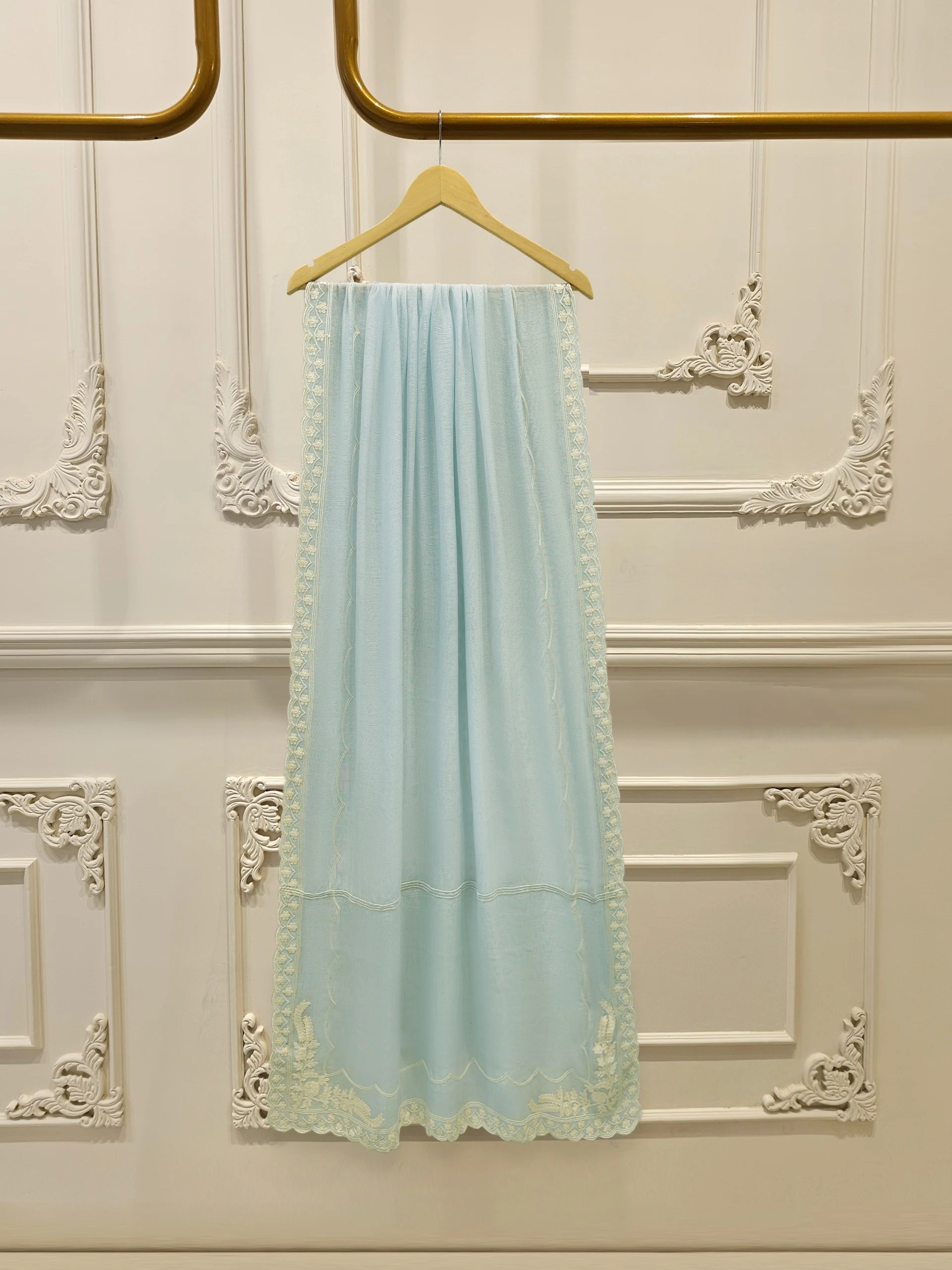 3 Piece - Pure Embroidered Cotton Net Suit S114125 - Image 7