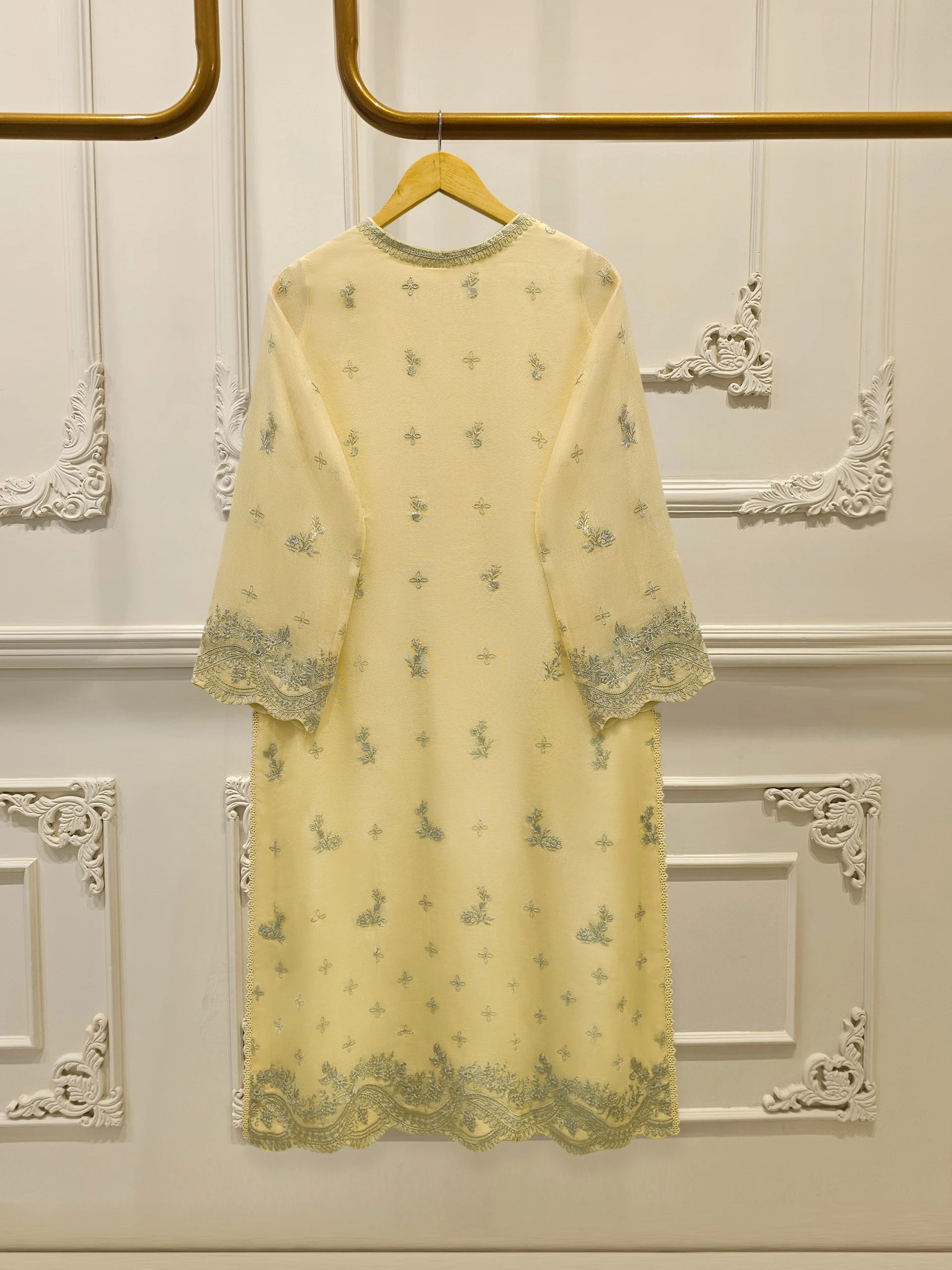 3 Piece - Pure Embroidered Cotton Net Suit S114155 - Image 5