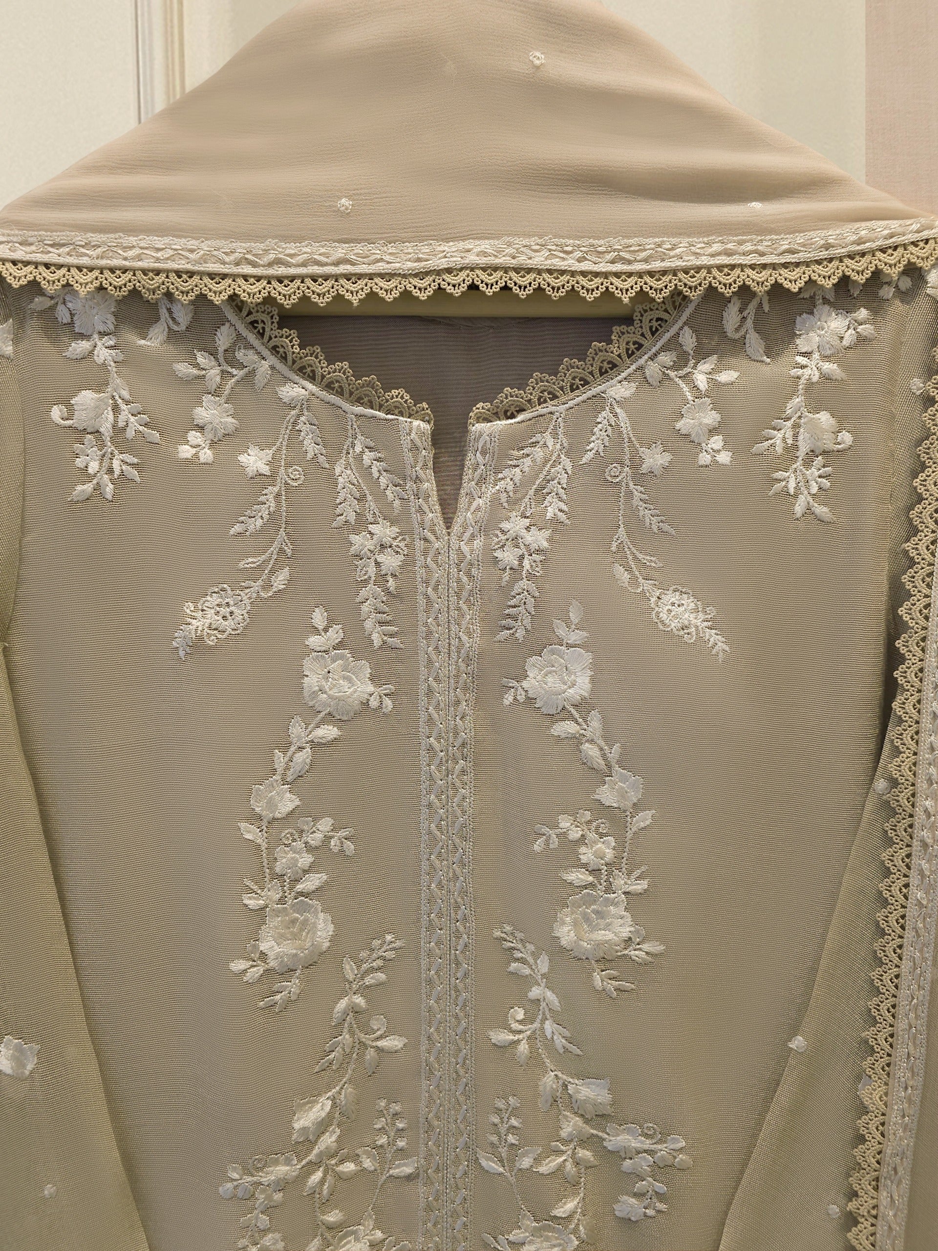 3 Piece - Pure Embroidered Cotton Net Suit S114170 - Image 2