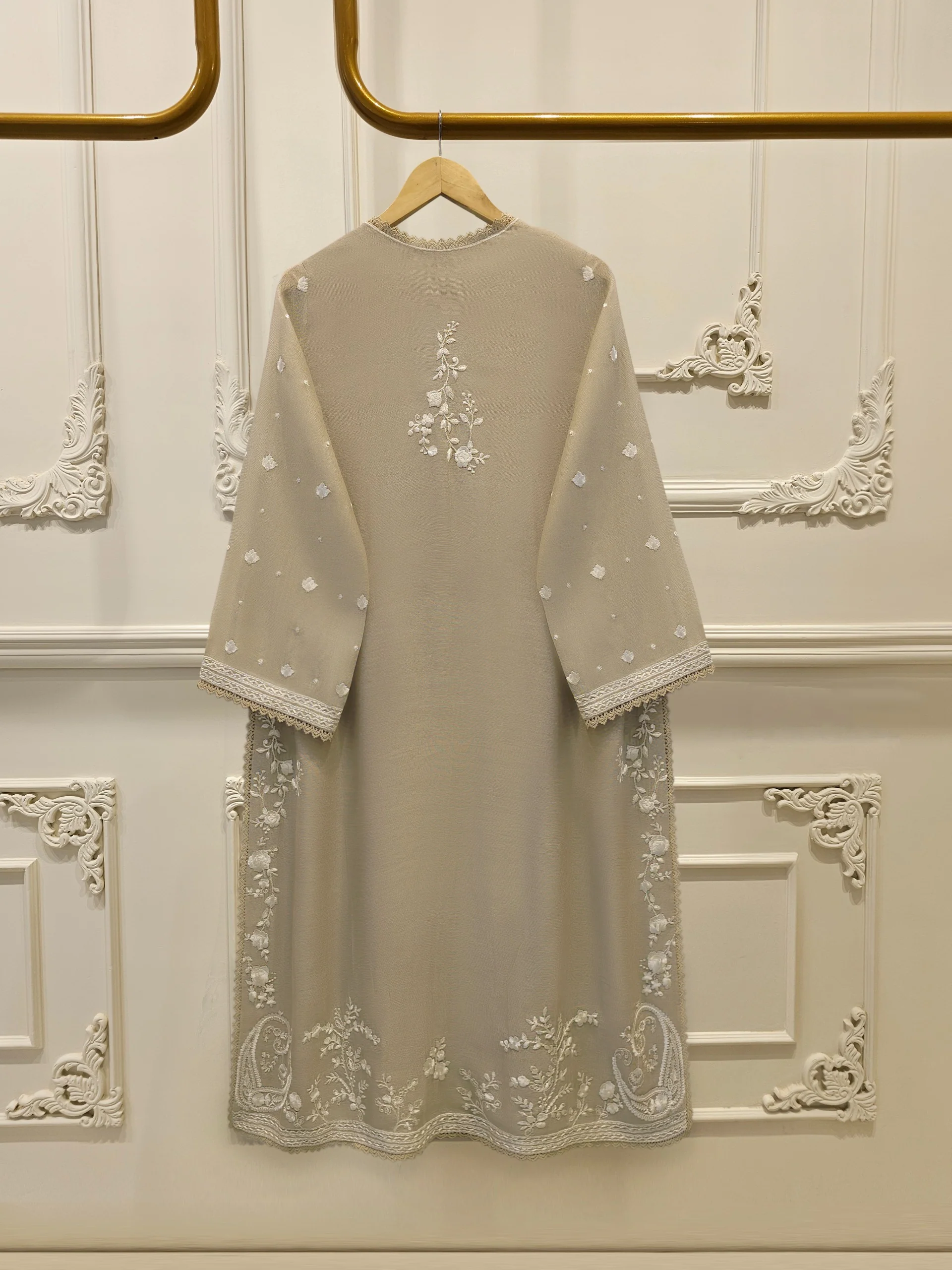 3 Piece - Pure Embroidered Cotton Net Suit S114170 - Image 5