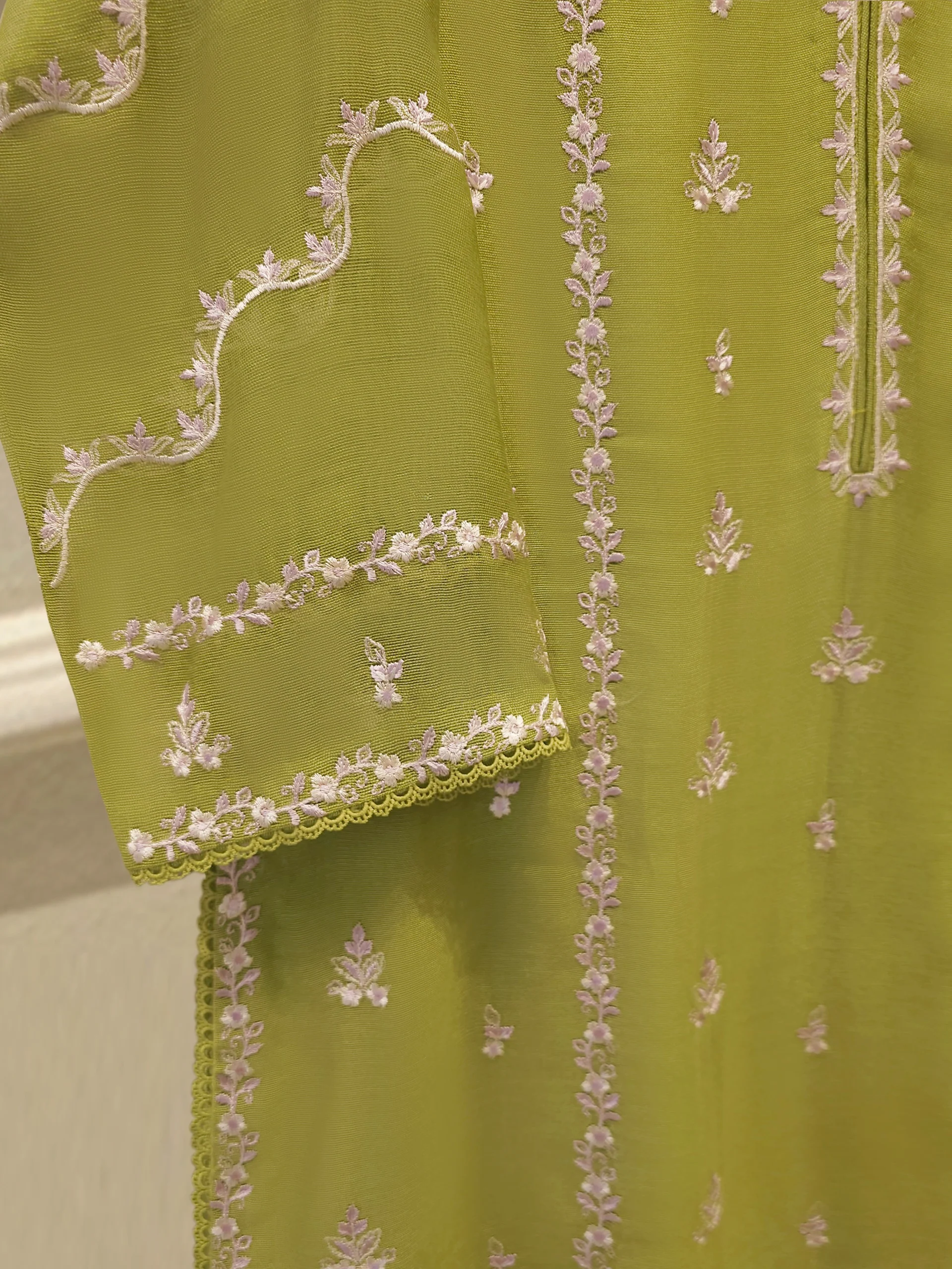 3 Piece - Pure Embroidered Cotton Net Suit S114214 - Image 3