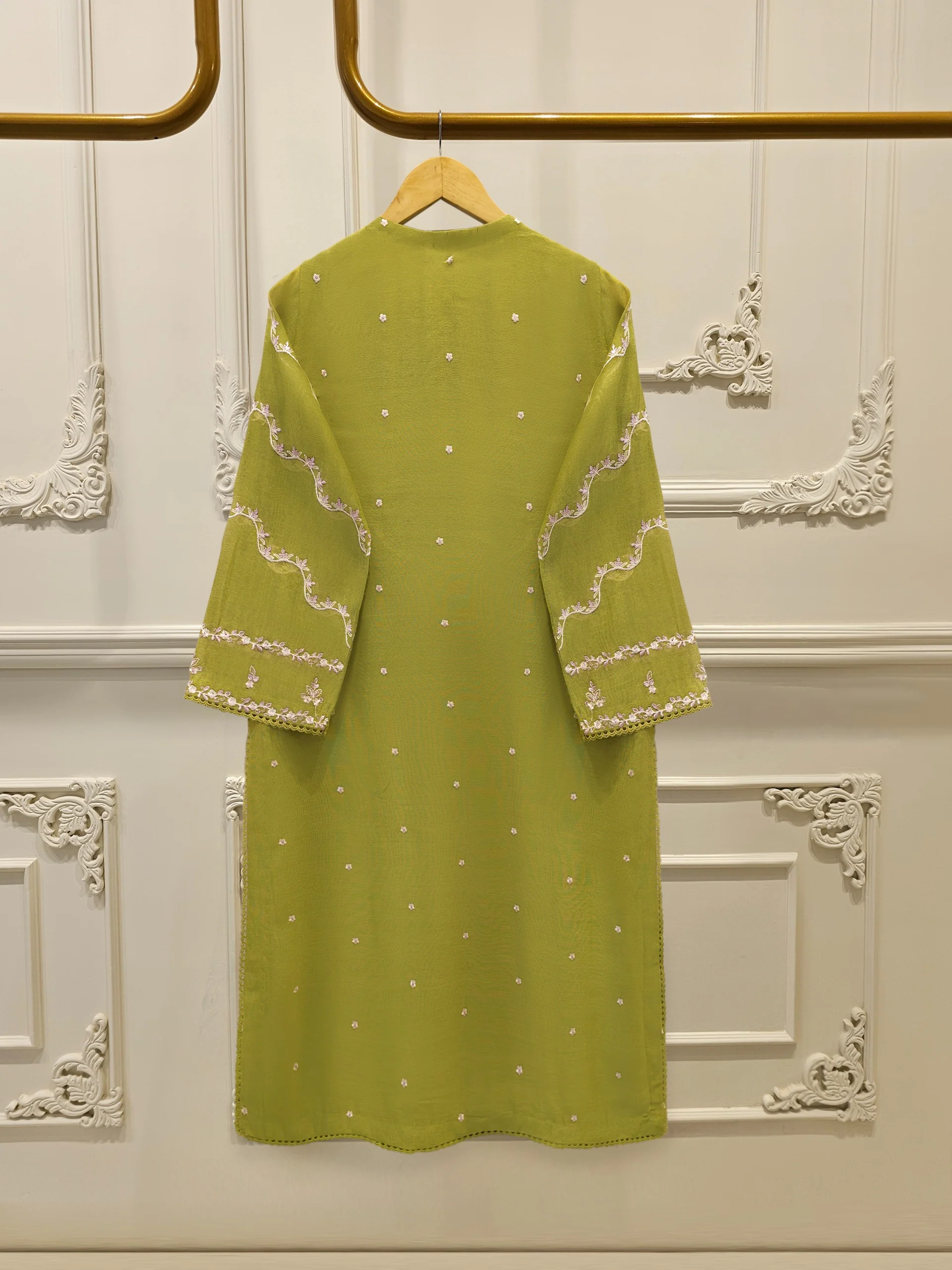 3 Piece - Pure Embroidered Cotton Net Suit S114214 - Image 5