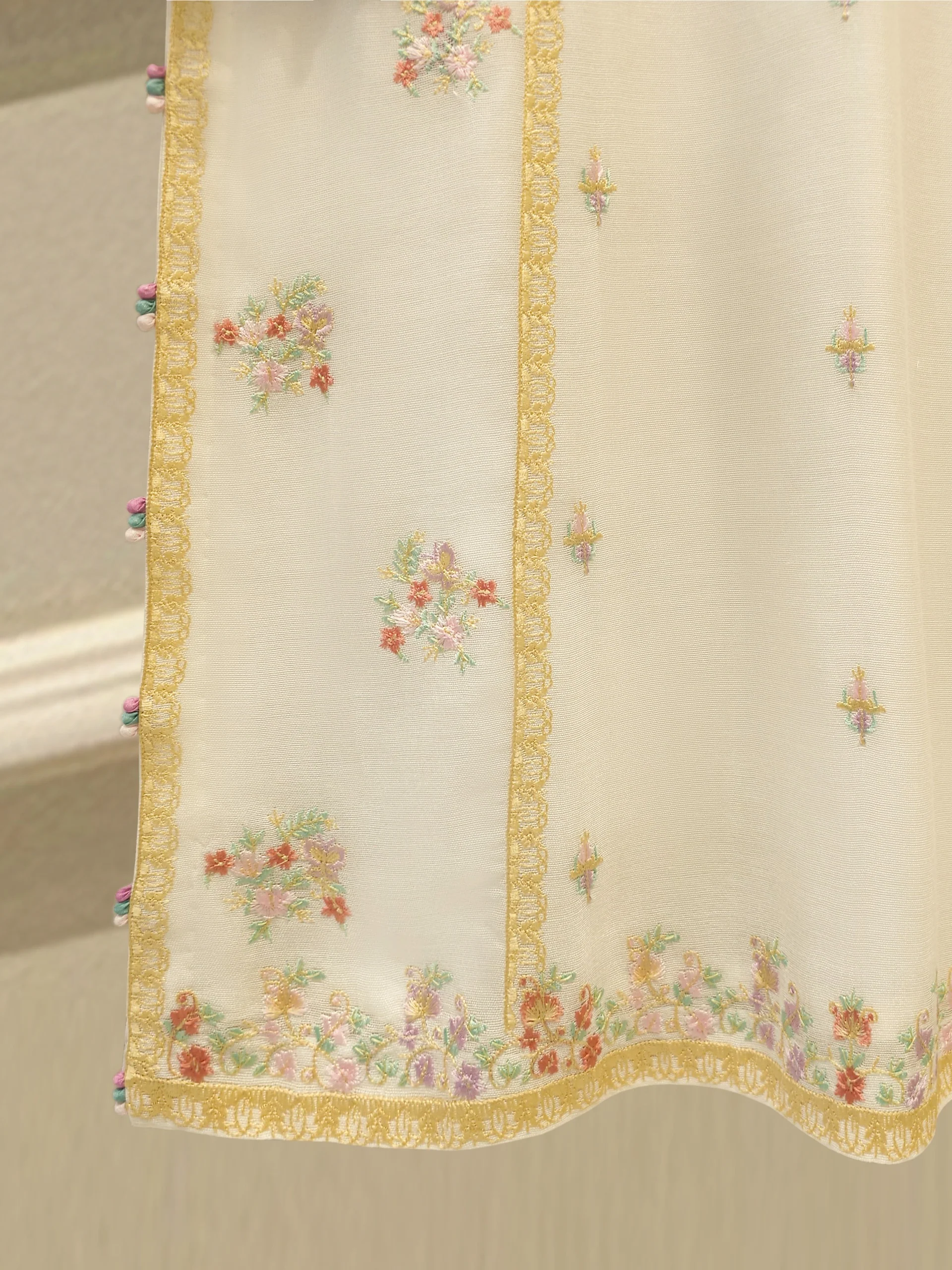 3 Piece - Pure Embroidered Cotton Net Suit S114236 - Image 4