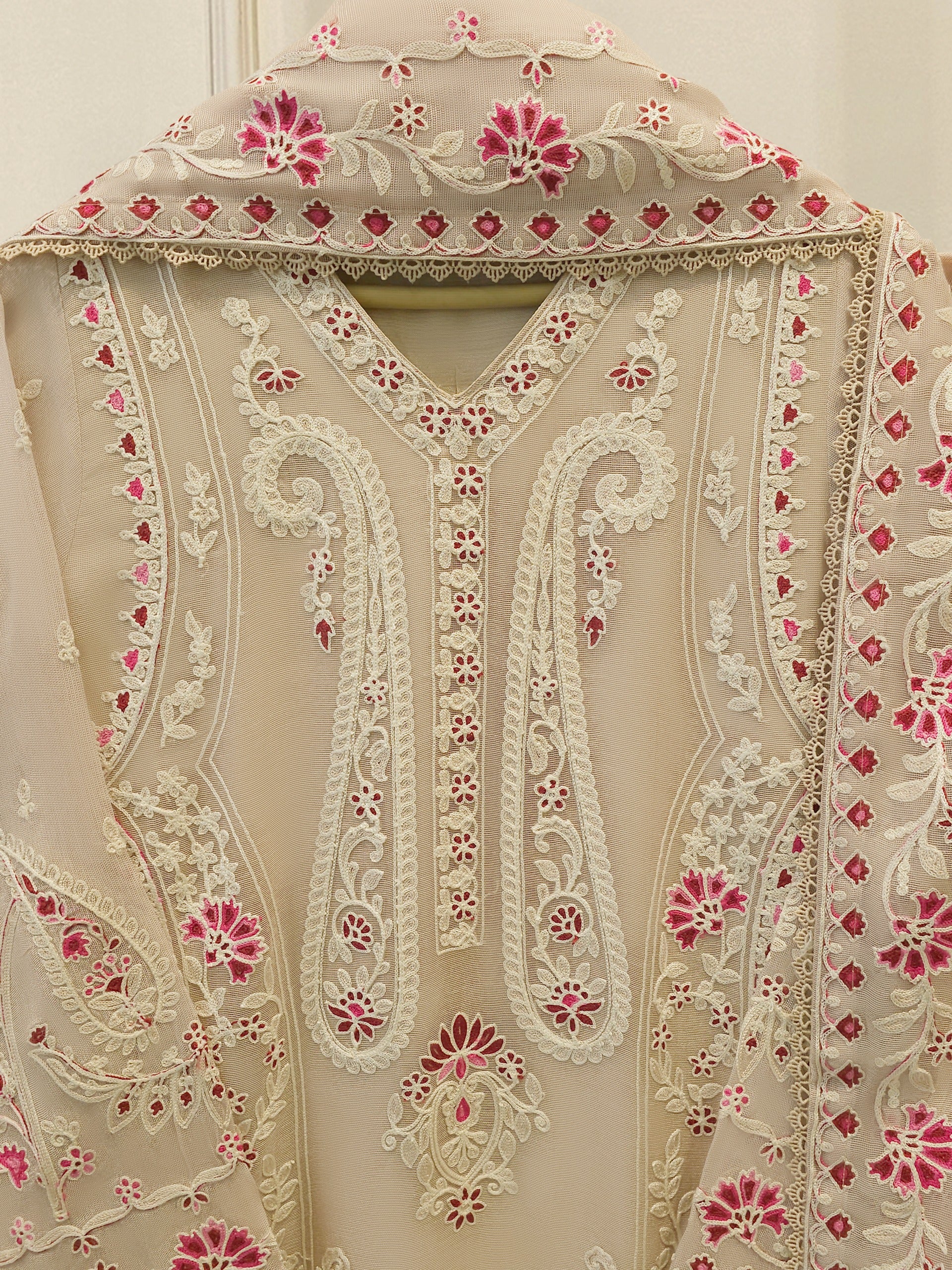3 Piece - Pure Embroidered Cotton Net Suit S114246 - Image 2