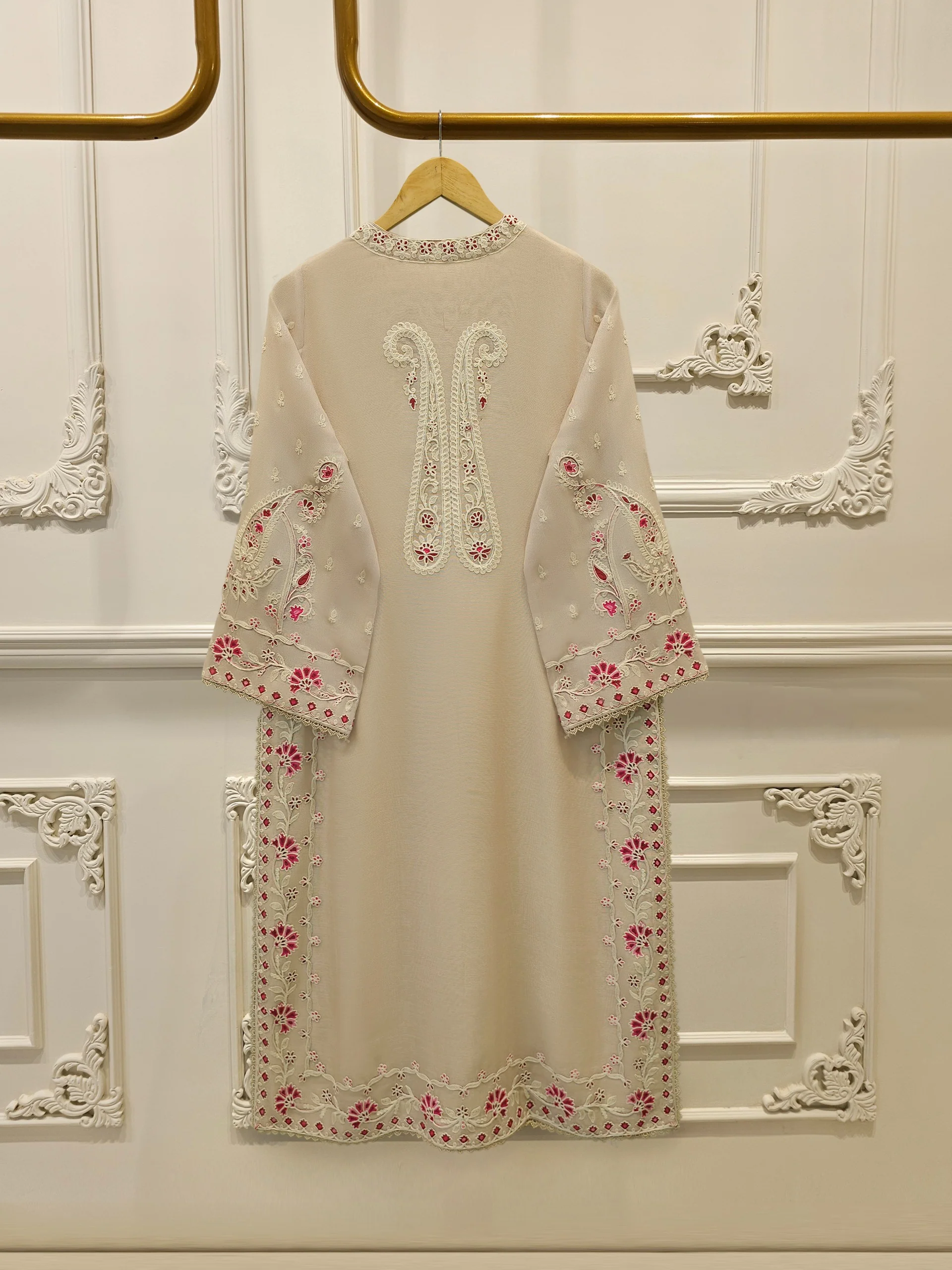 3 Piece - Pure Embroidered Cotton Net Suit S114246 - Image 5