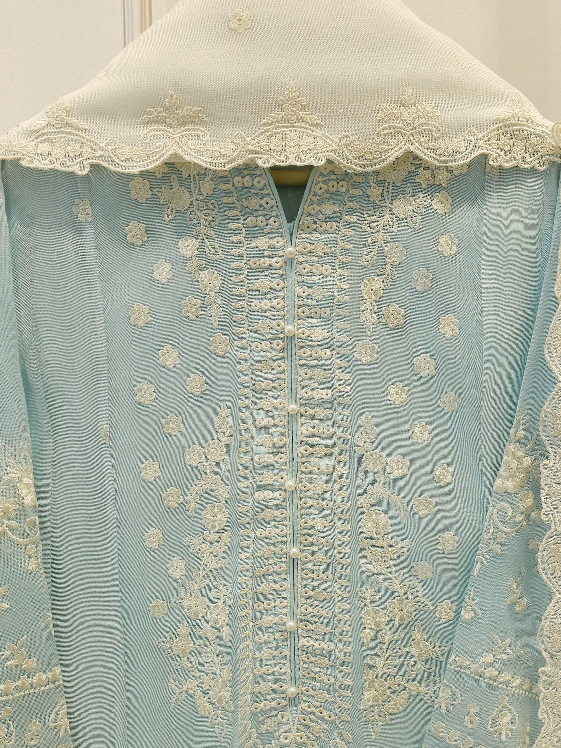 3 Piece - Pure Embroidered Cotton Net Suit S114254 - Image 2