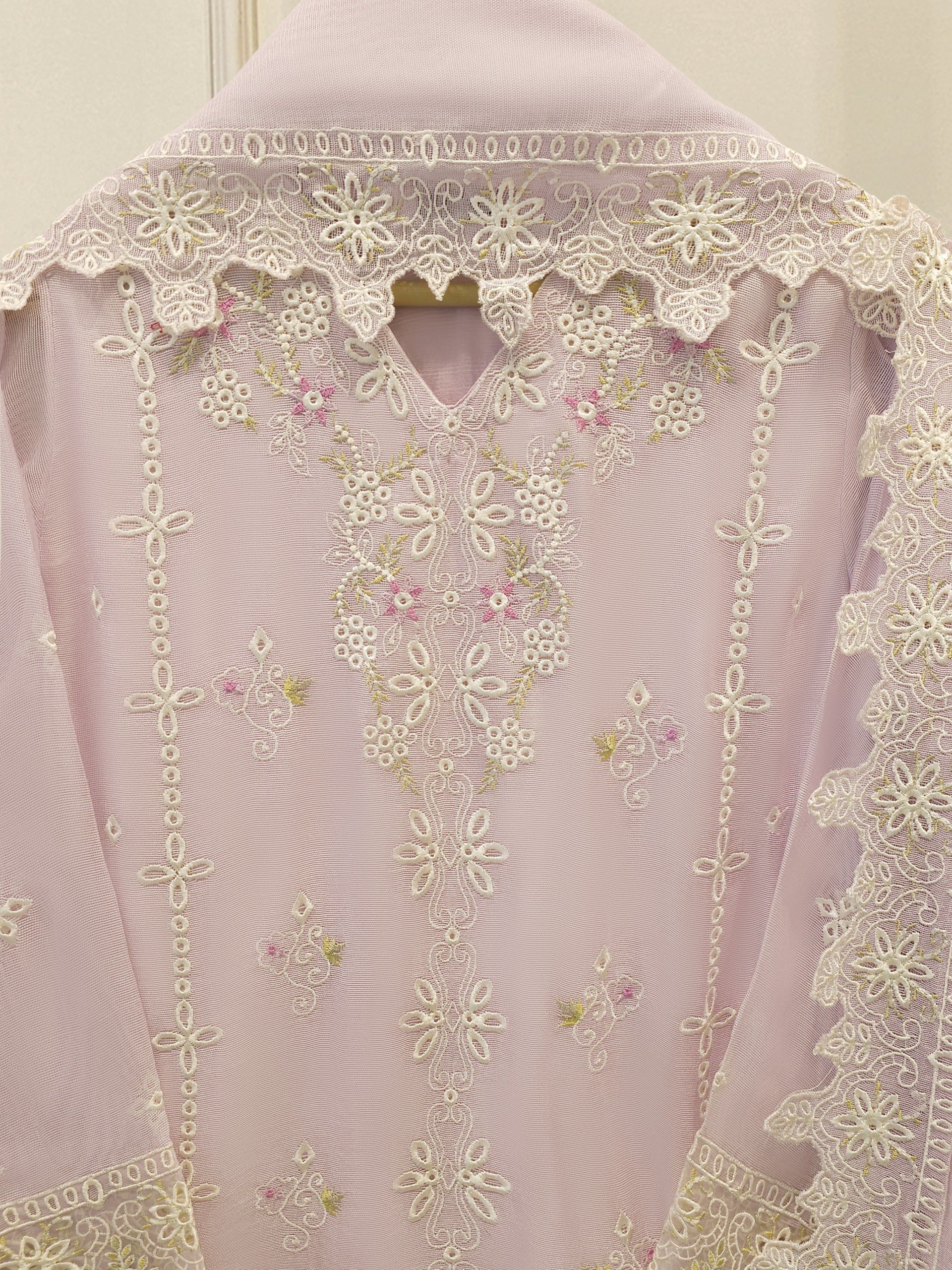 3 Piece - Pure Embroidered Cotton Net Suit S114258 - Image 6