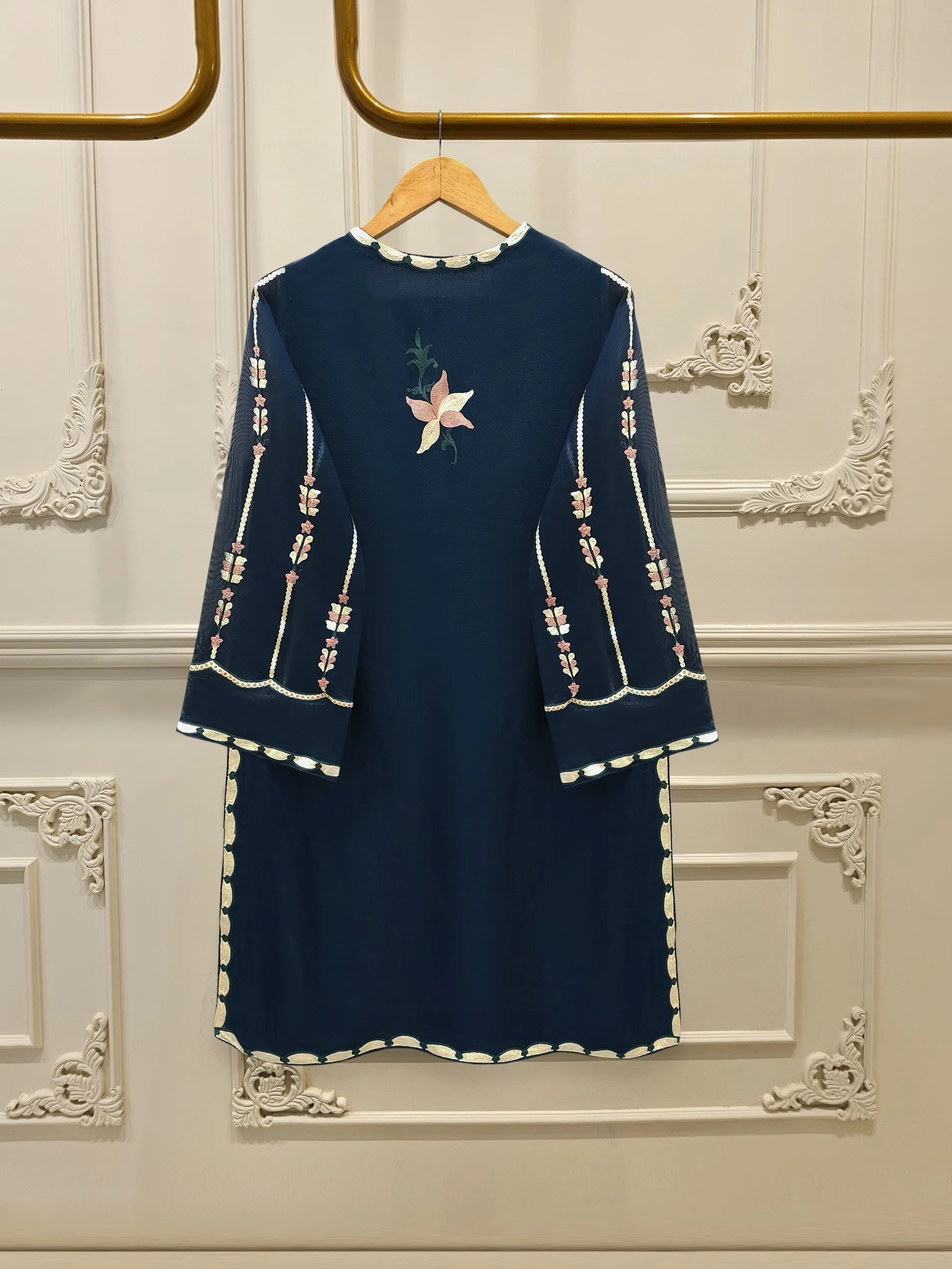 3 Piece - Pure Embroidered Cotton Net Suit S114273 - Image 5