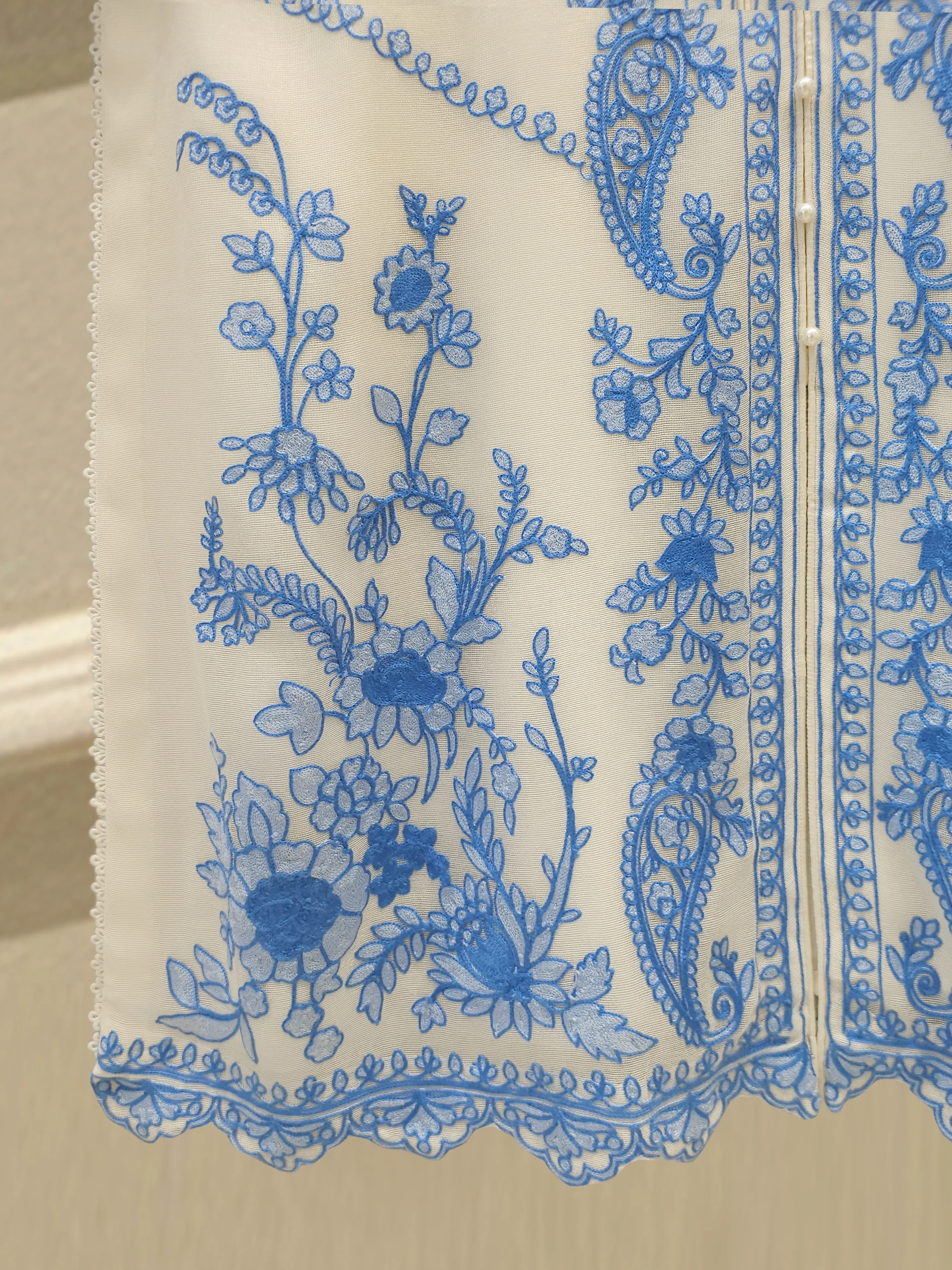 3 Piece - Pure Embroidered Cotton Net Suit S114301 - Image 4