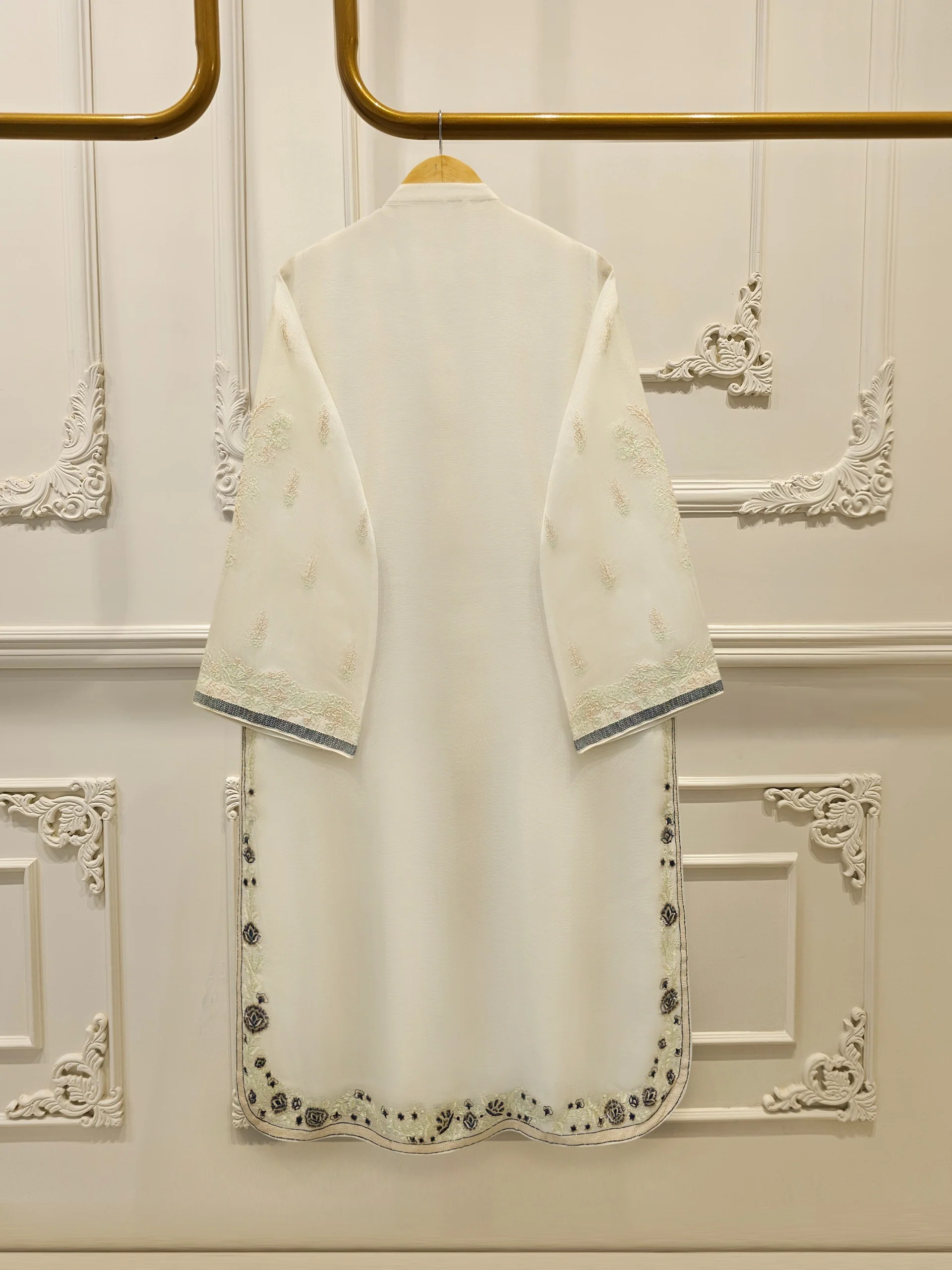 3 Piece - Pure Embroidered Cotton Net Suit S114312 - Image 6