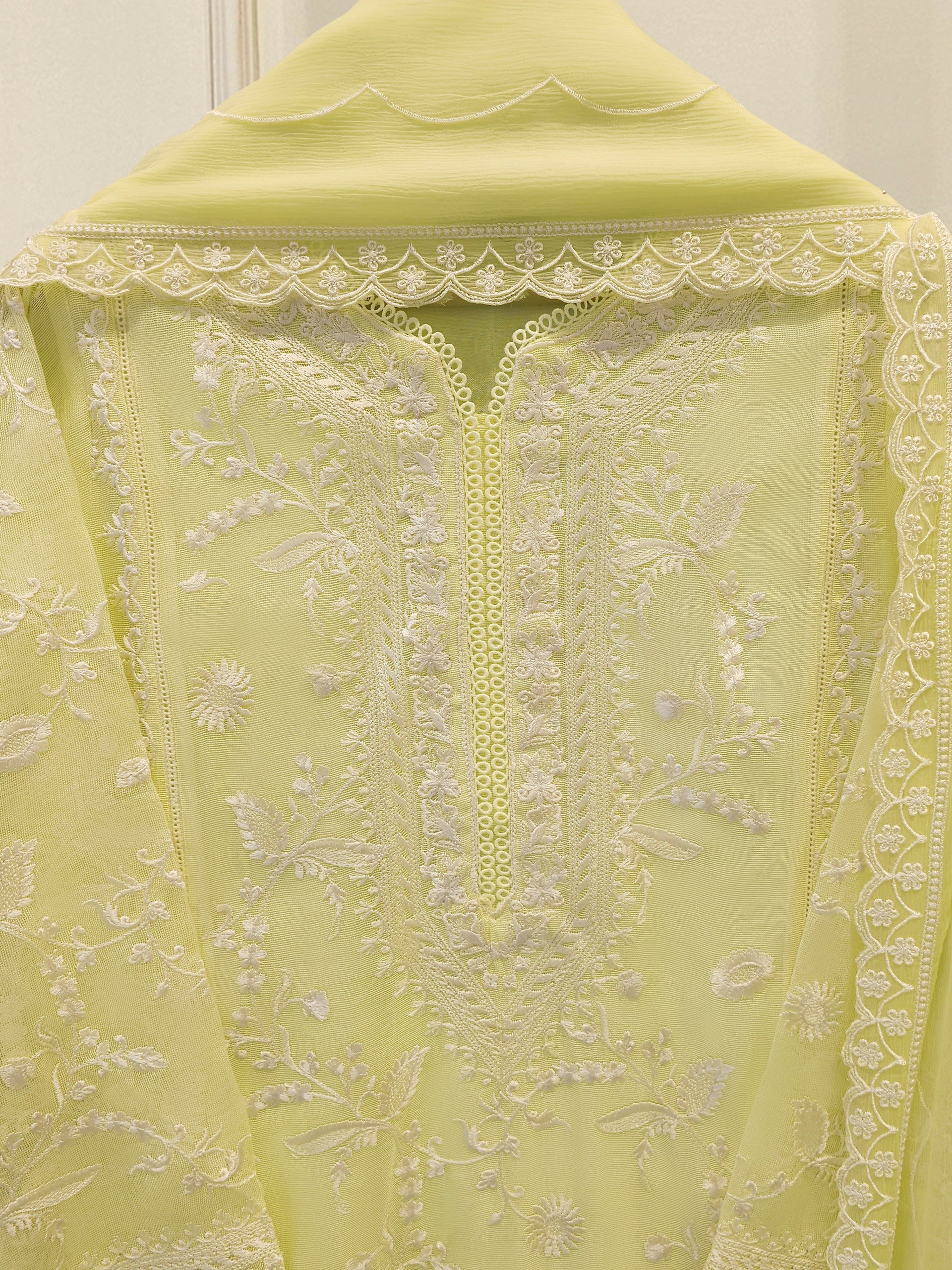 3 Piece - Pure Embroidered Cotton Net Suit S114361 - Image 2