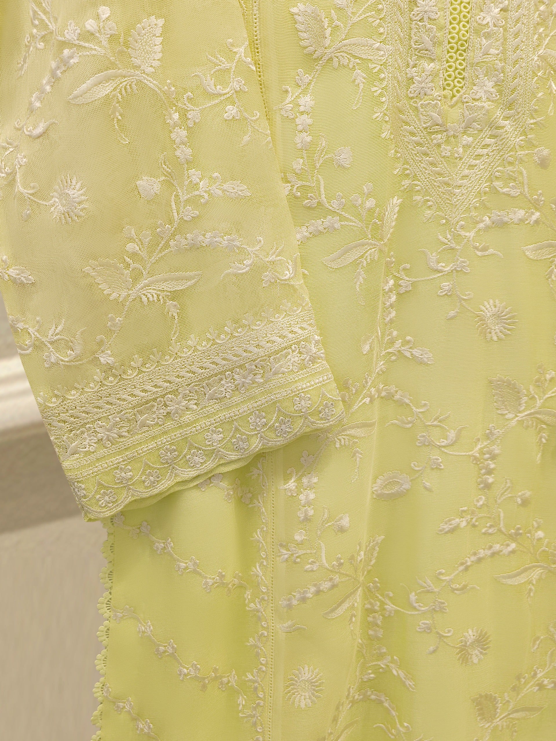 3 Piece - Pure Embroidered Cotton Net Suit S114361 - Image 3
