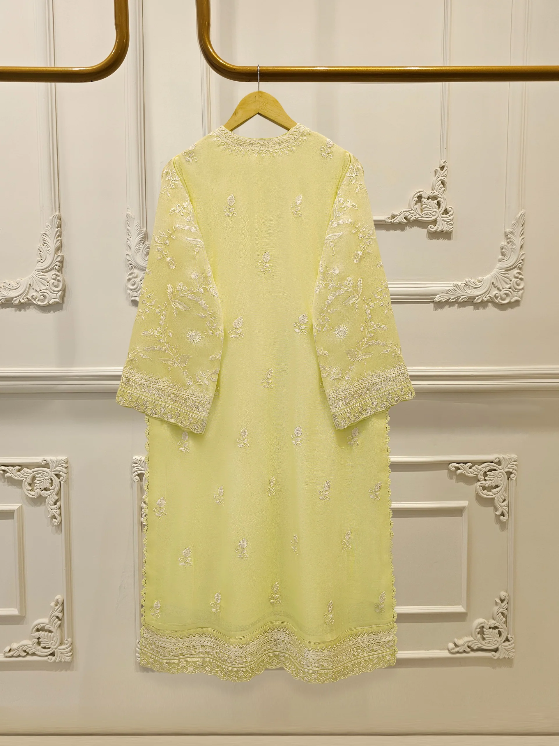 3 Piece - Pure Embroidered Cotton Net Suit S114361 - Image 5