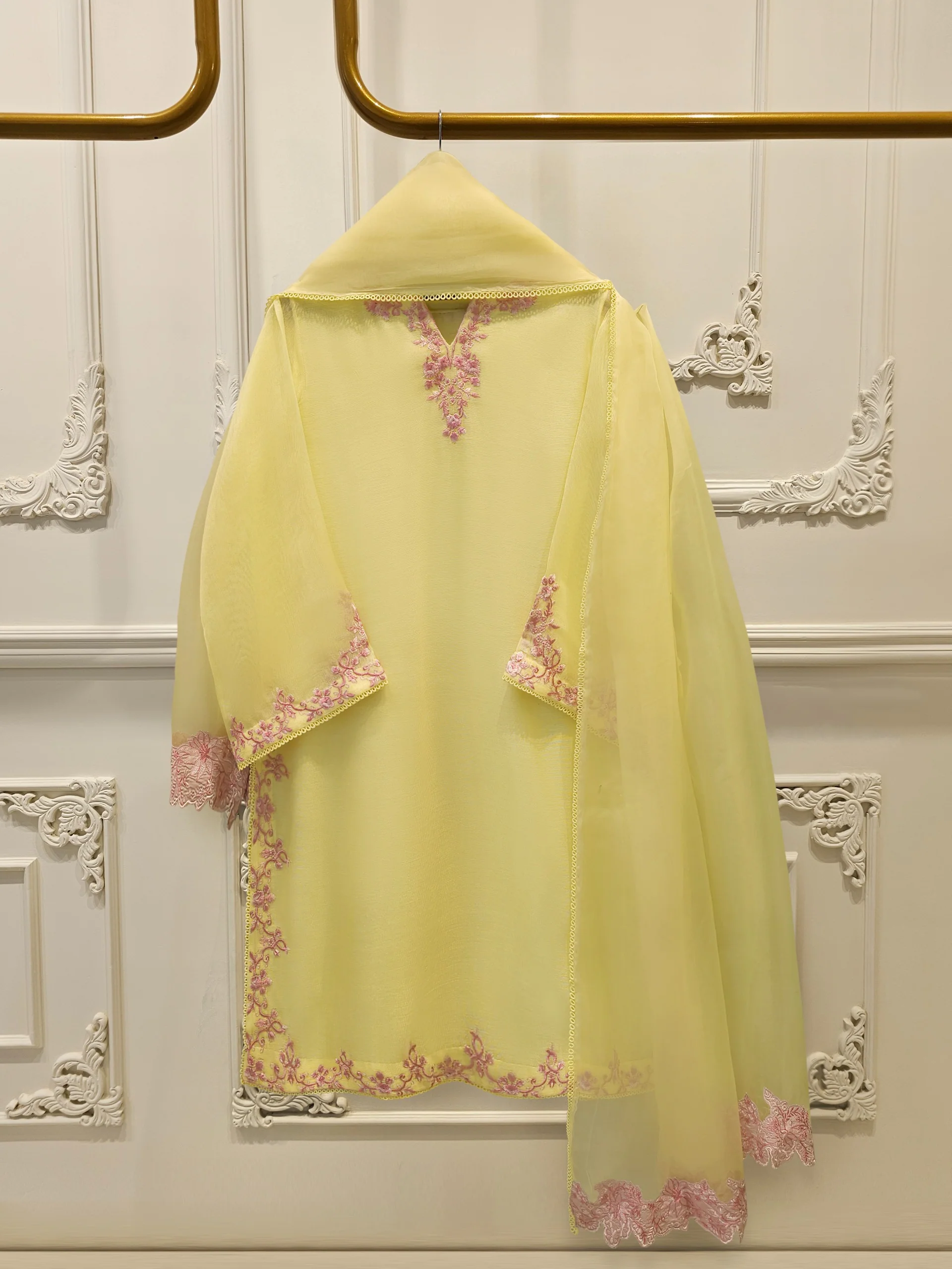 3 Piece - Pure Embroidered Cotton Net Suit S114367