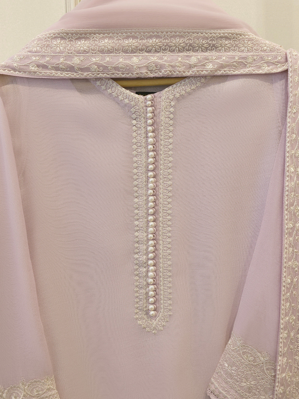 3 Piece - Pure Embroidered Cotton Net Suit S113512 - Image 2