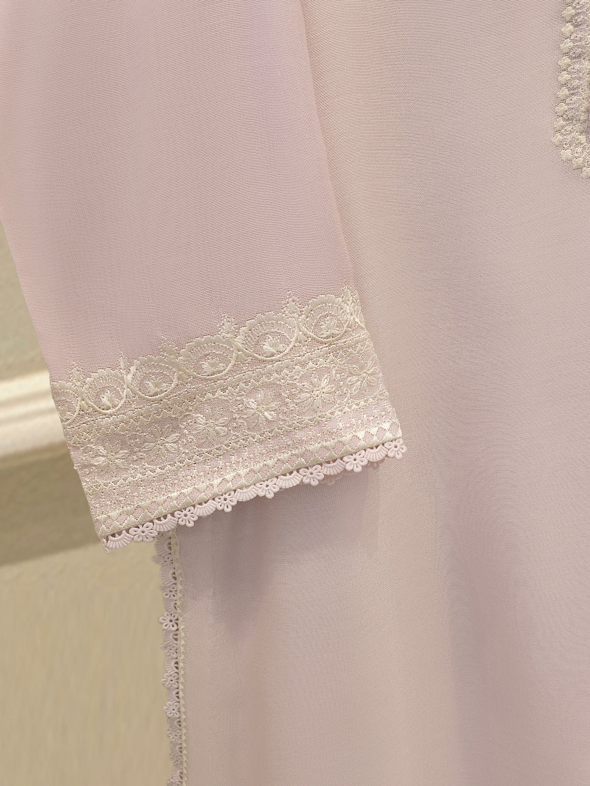 3 Piece - Pure Embroidered Cotton Net Suit S113512 - Image 3