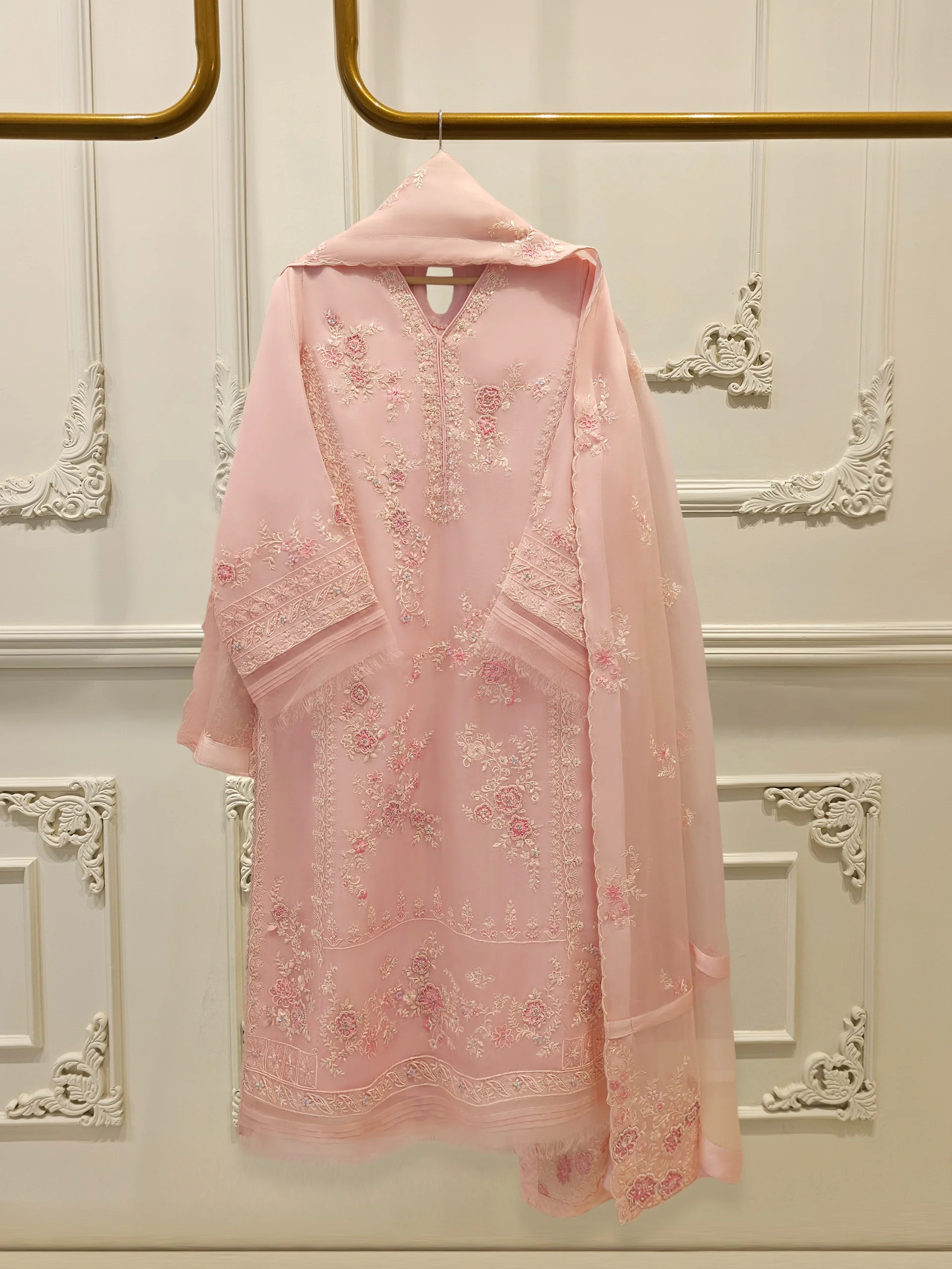 3 Piece - Pure Embroidered Organza Suit S112005
