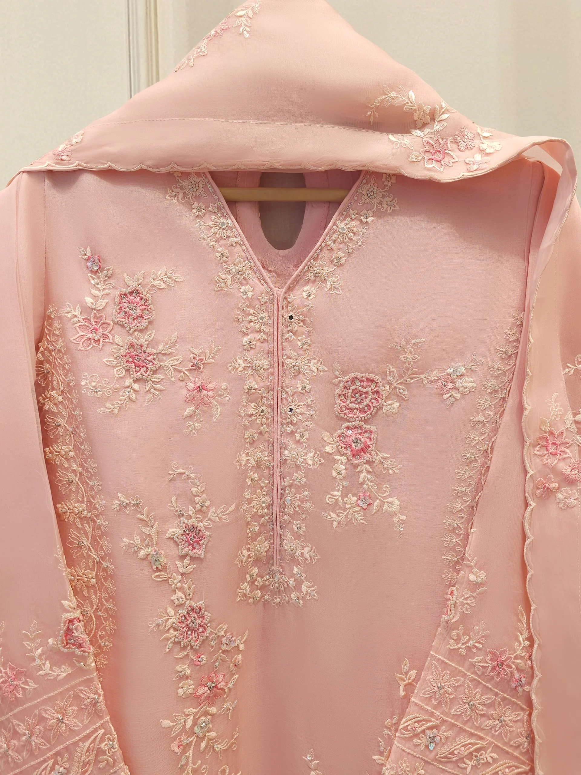 3 Piece - Pure Embroidered Organza Suit S112005 - Image 2