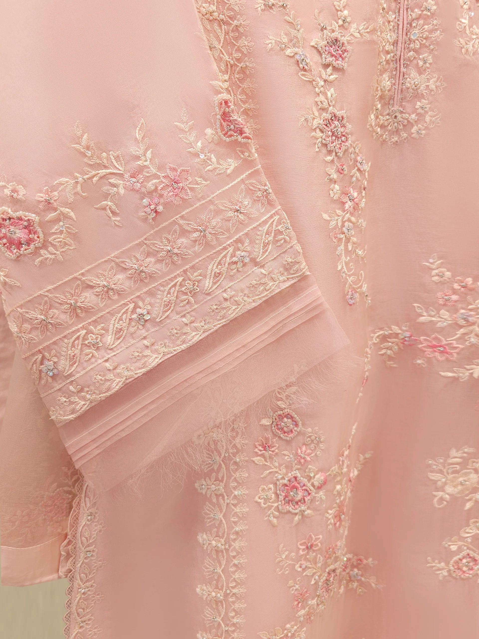 3 Piece - Pure Embroidered Organza Suit S112005 - Image 3