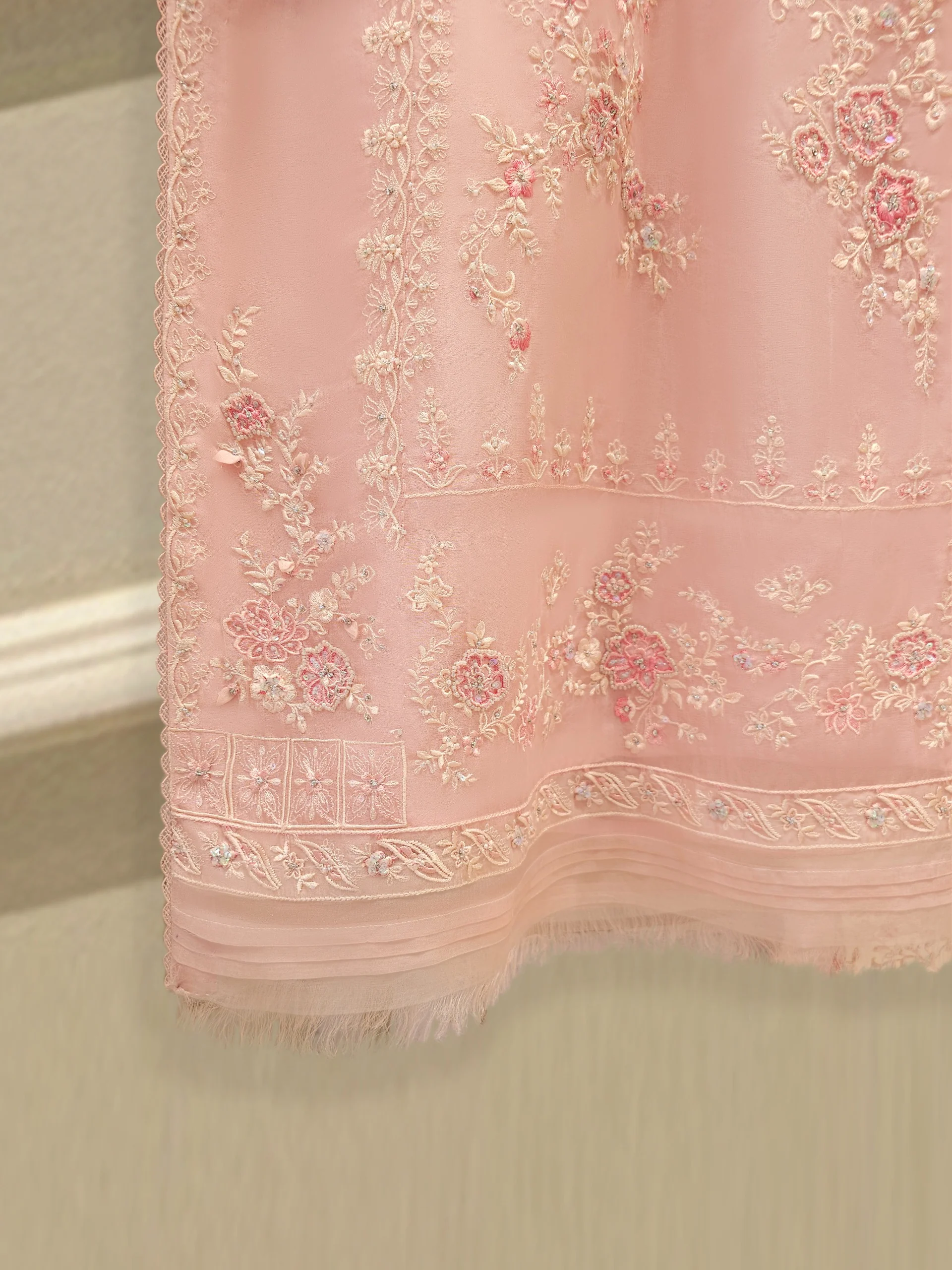 3 Piece - Pure Embroidered Organza Suit S112005 - Image 4
