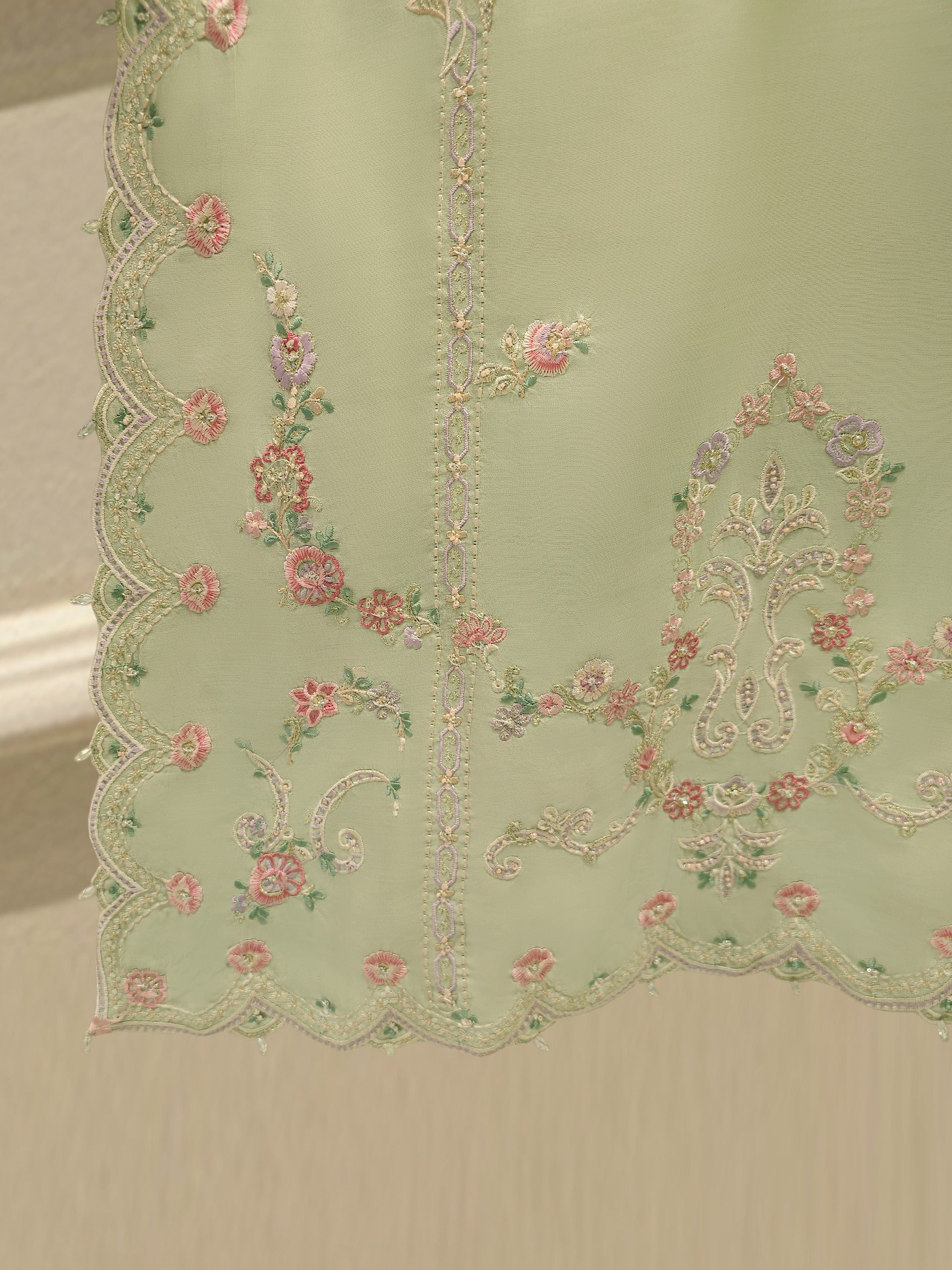 3 Piece - Pure Khaddi Silk Embroidered Suit S114061 - Image 4