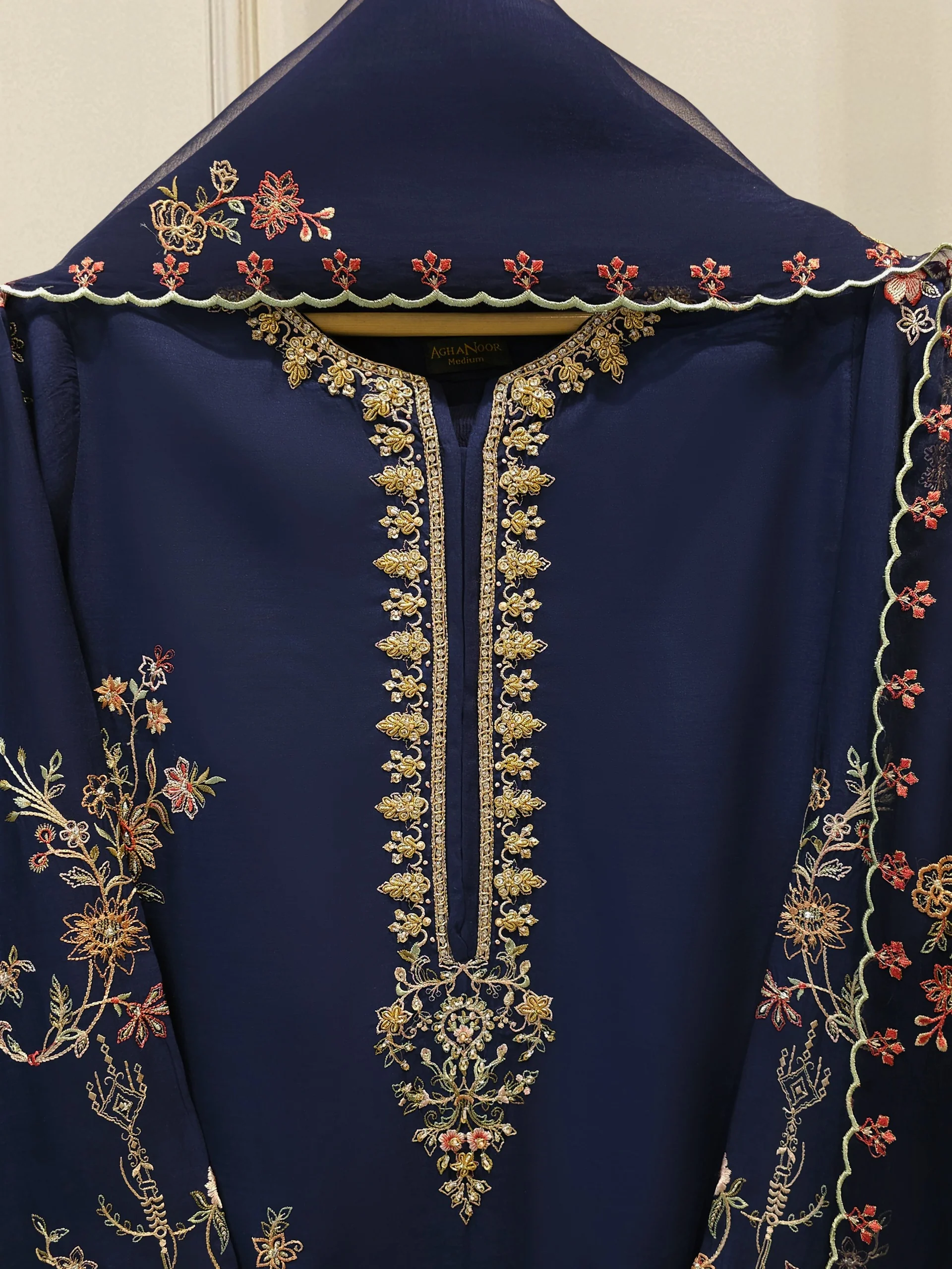 3 Piece - Pure Khaddi Silk Embroidered Suit S114158 - Image 2